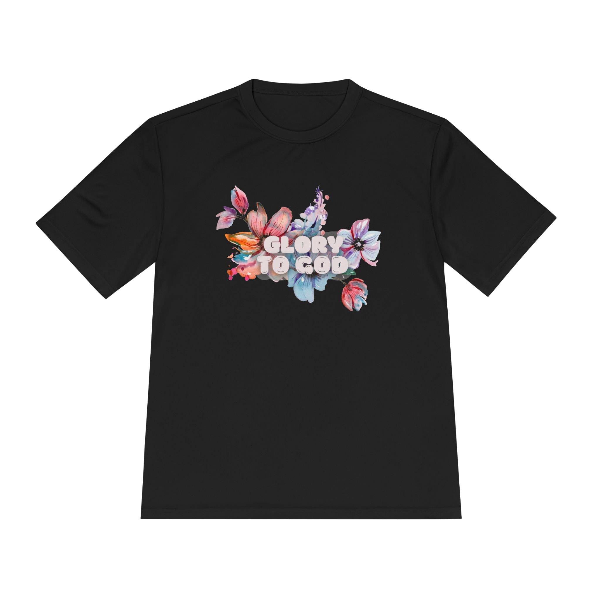 Collection of Women's Moisture Wicking Tee - 'Glory to God' Floral Design in a gallery layout