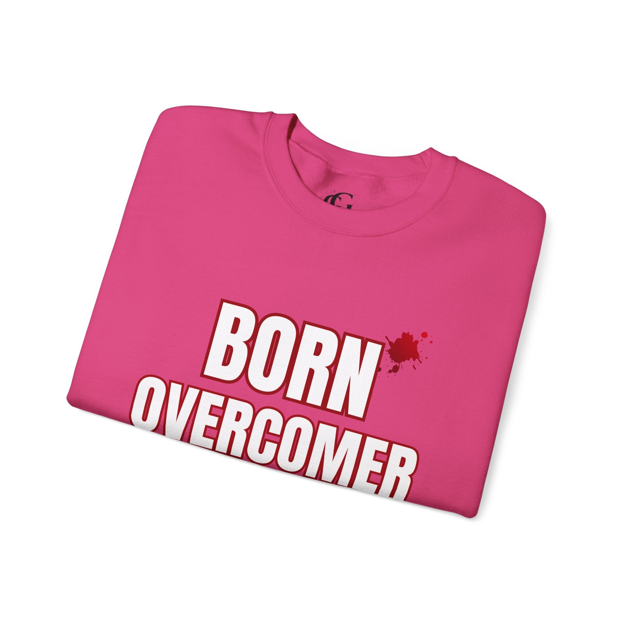 Collection of Born Overcomer Unisex Heavy Crewneck Sweatshirt - Motivational Casual Wear in a gallery layout