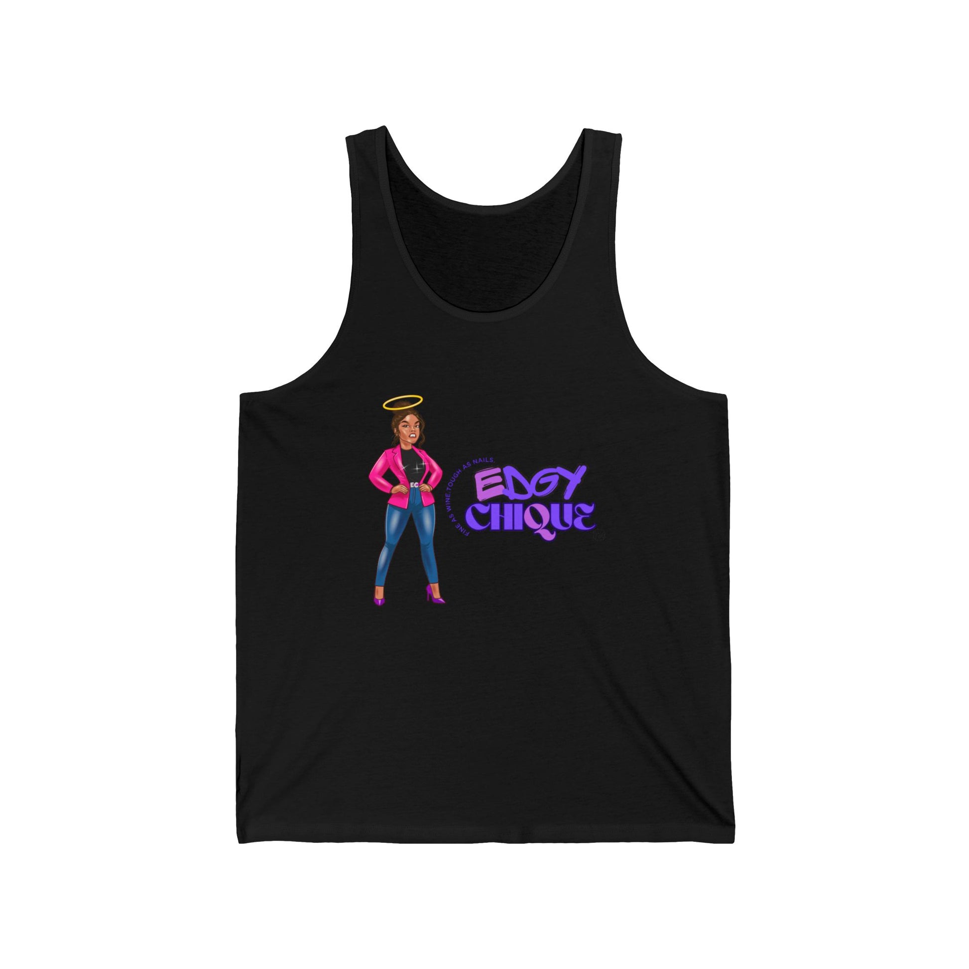 Edgy Chique Unisex Jersey Tank - Fun & Stylish Graphic Tank Top for Everyday Wear