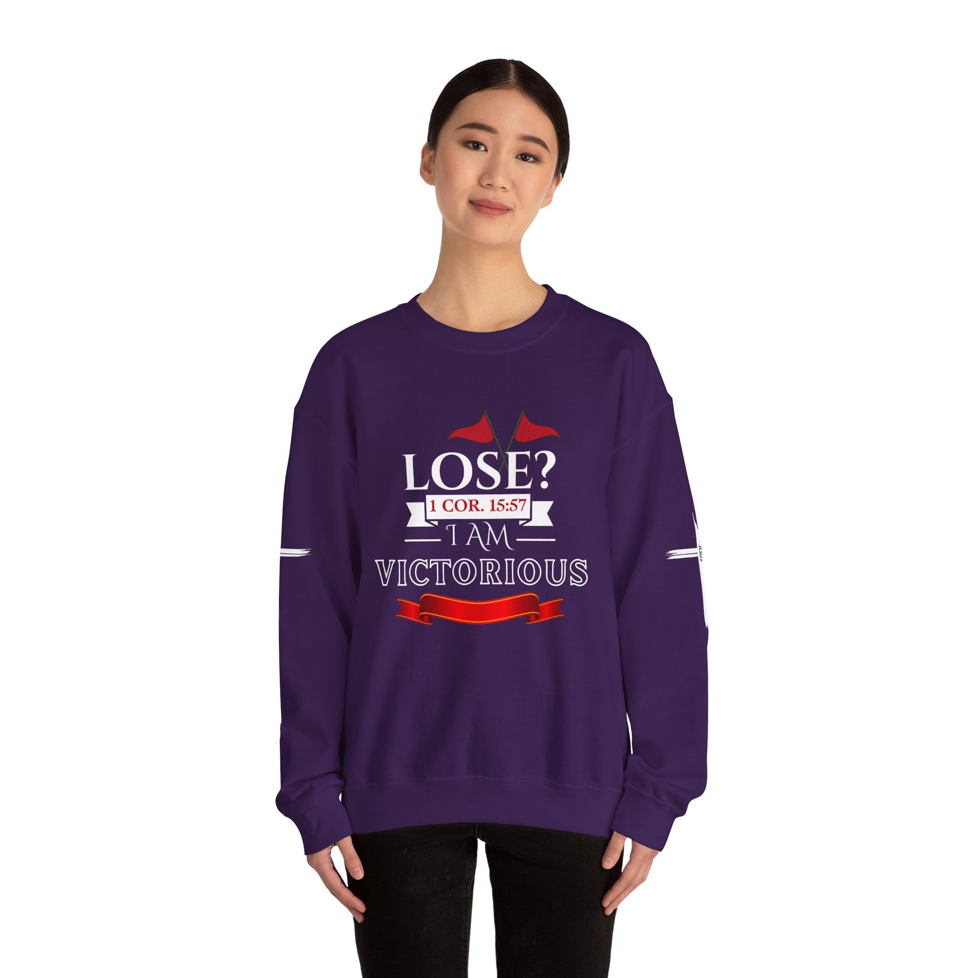Inspirational Crewneck Sweatshirt - I AM VICTORIOUS 1 COR. 15:57 | Faith & Victory Apparel