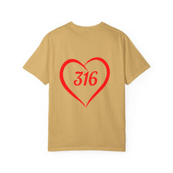 Collection of Faith & Love Graphic T-Shirt - Unisex Garment-Dyed with Cross and 316 Heart Design in a gallery layout