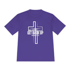 Collection of Unisex Moisture Wicking Tee - 'Get Back Up' Inspirational Christian Shirt in a gallery layout