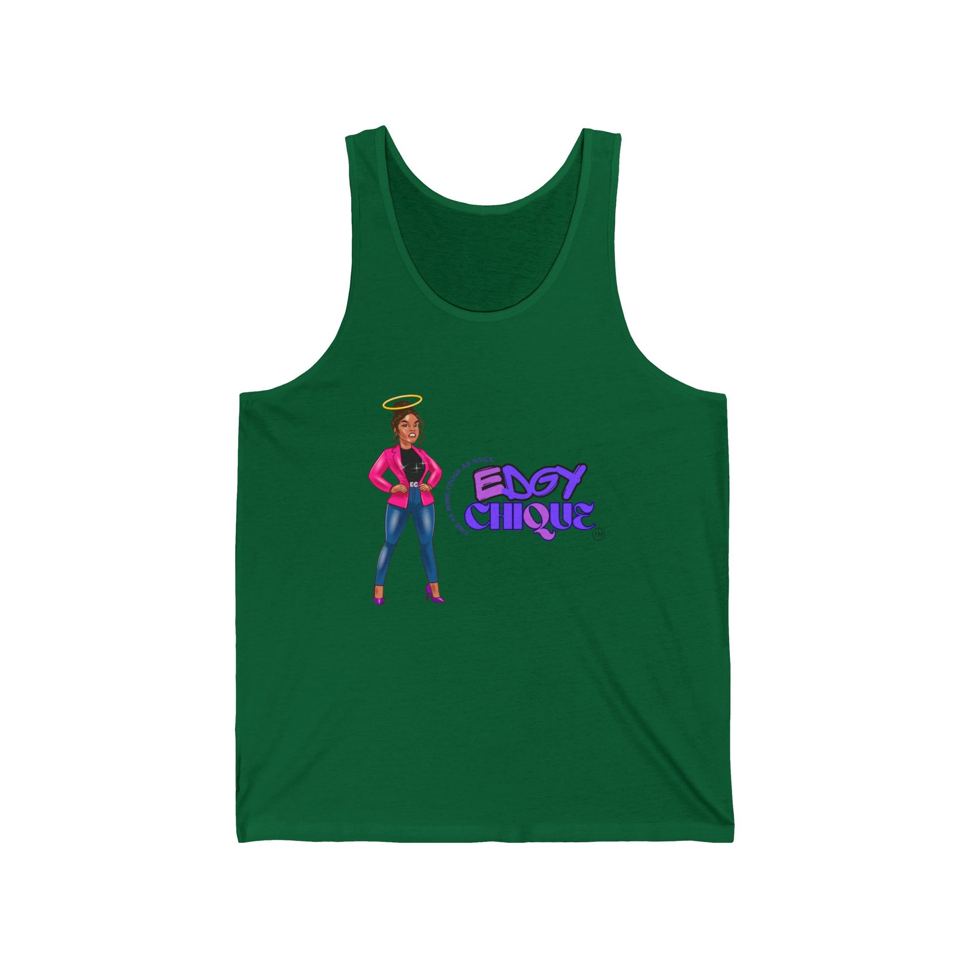Edgy Chique Unisex Jersey Tank - Fun & Stylish Graphic Tank Top for Everyday Wear