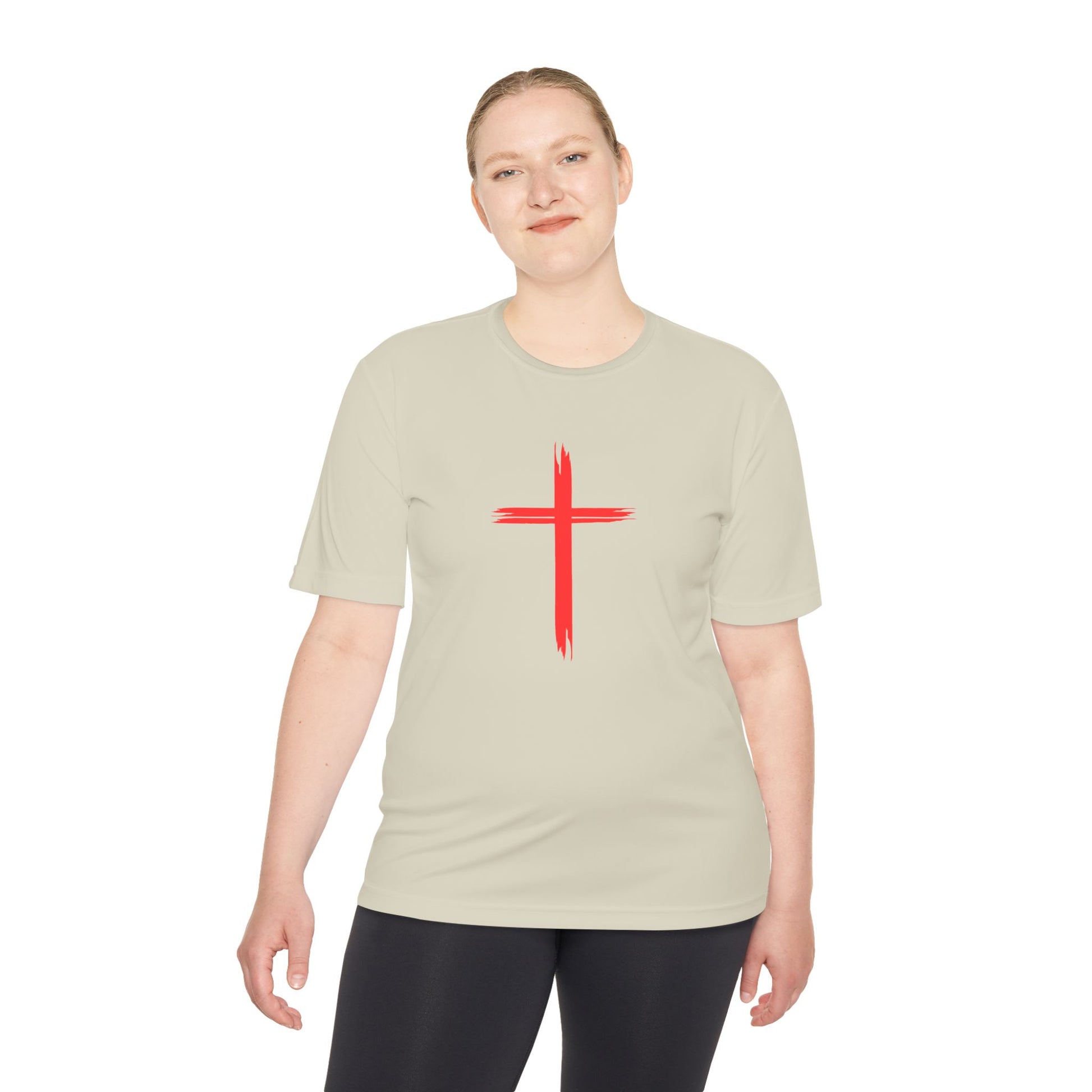 Unisex Moisture Wicking Tee - Cross and Heart 316 Design