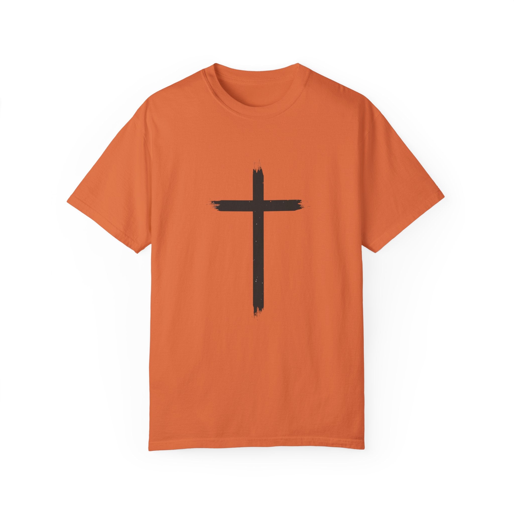 Collection of Unisex Garment-Dyed T-Shirt with Cross Design - Faith-Inspired Apparel in a gallery layout