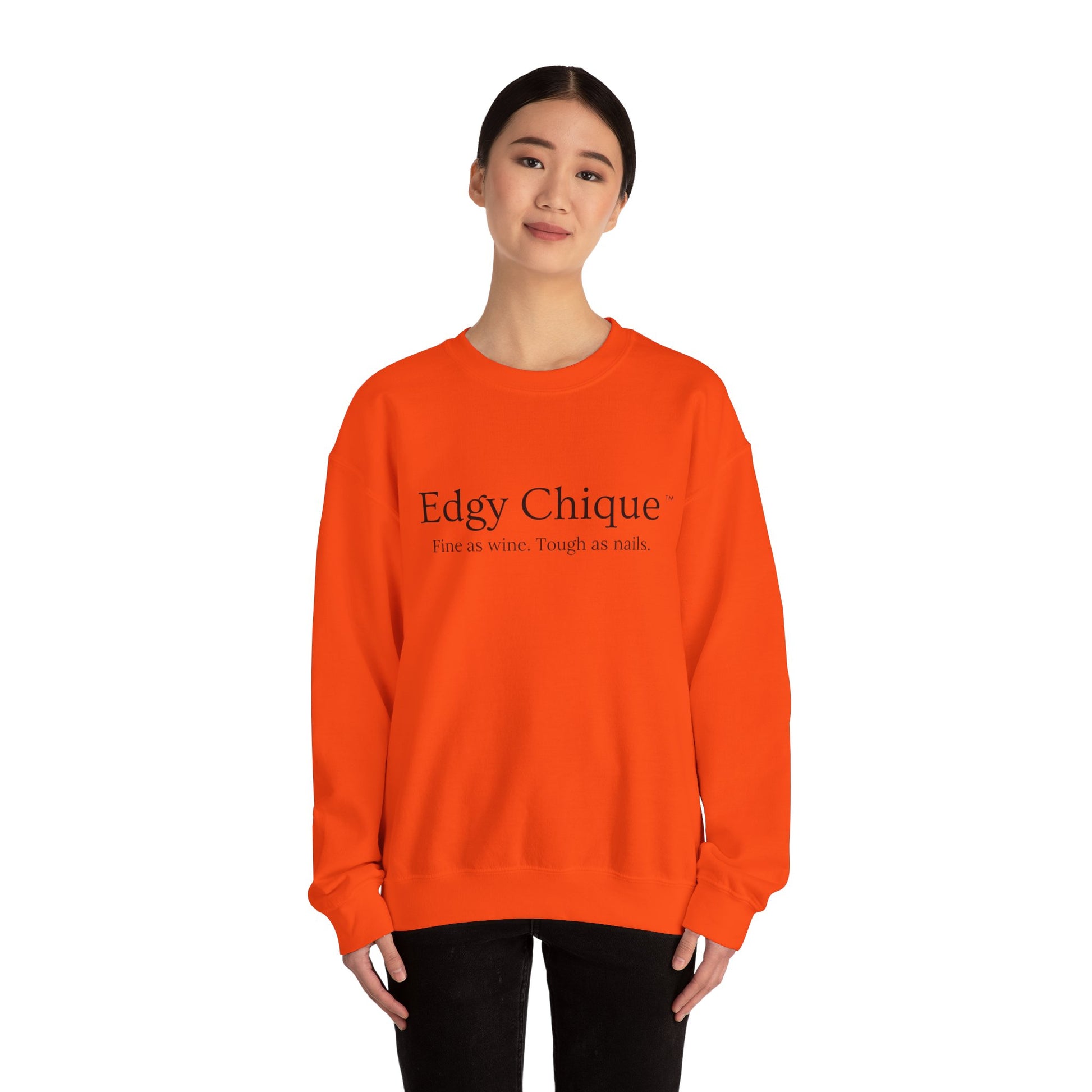 Edgy Chique Sleek Crewneck Sweatshirt - Fine as Wine, Tough as Nails