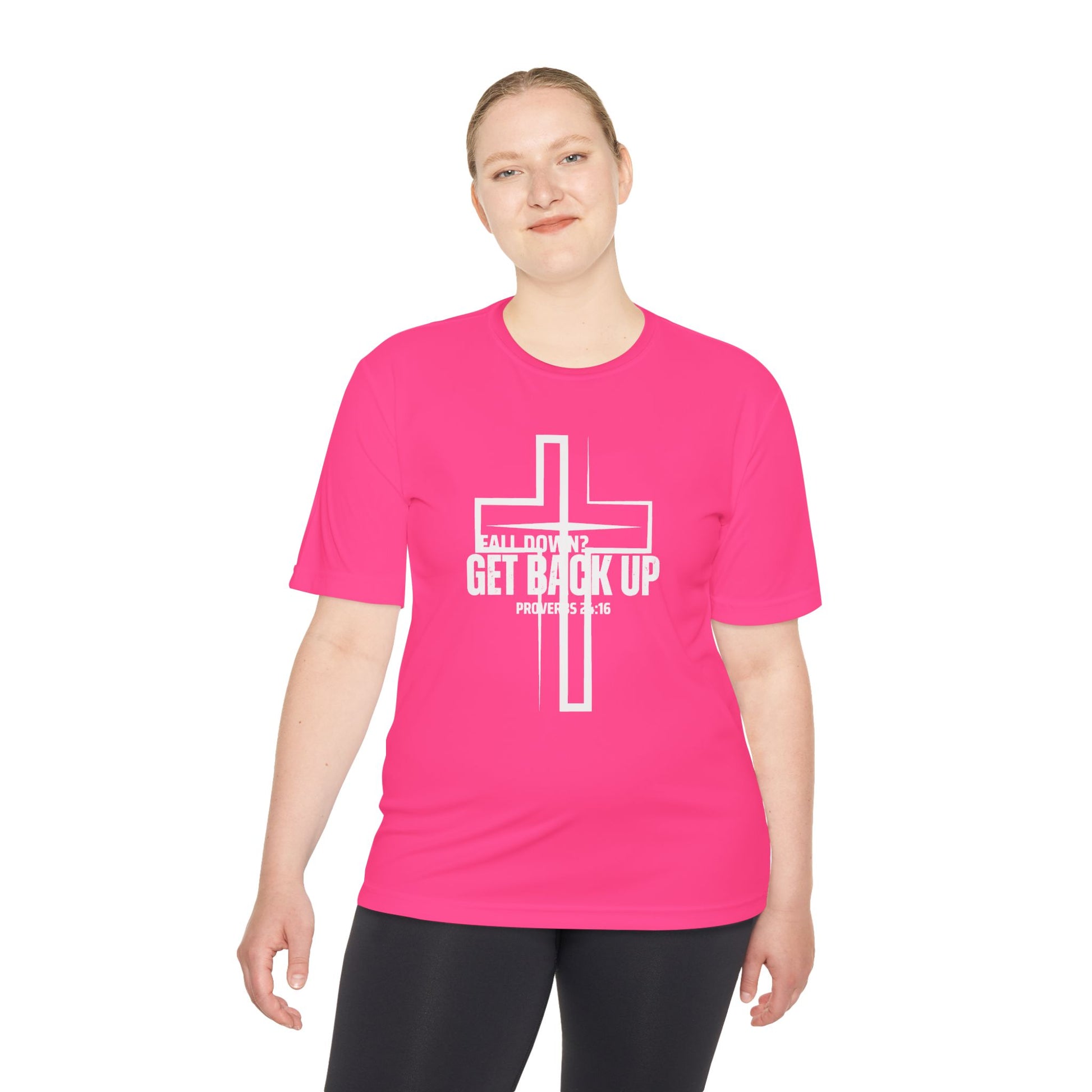 Unisex Moisture Wicking Tee - 'Get Back Up' Inspirational Christian Shirt