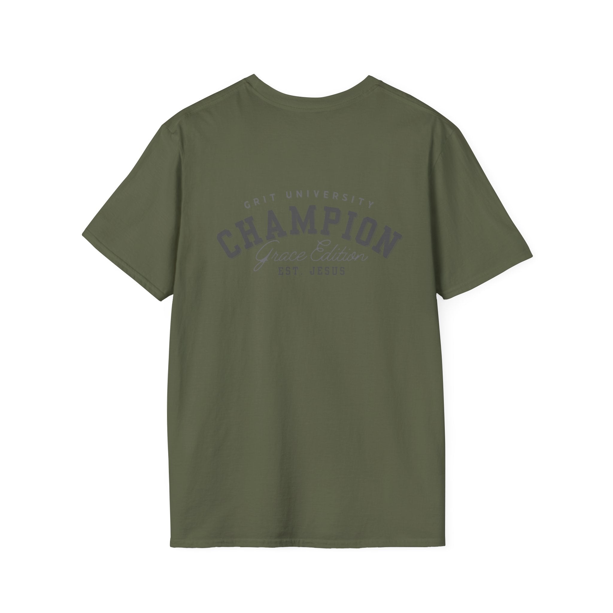 Collection of Christian Champion T-Shirt, Inspirational Tee, Faith Apparel, Gift for Believers, Grace Edition, Everyday Wear in a gallery layout