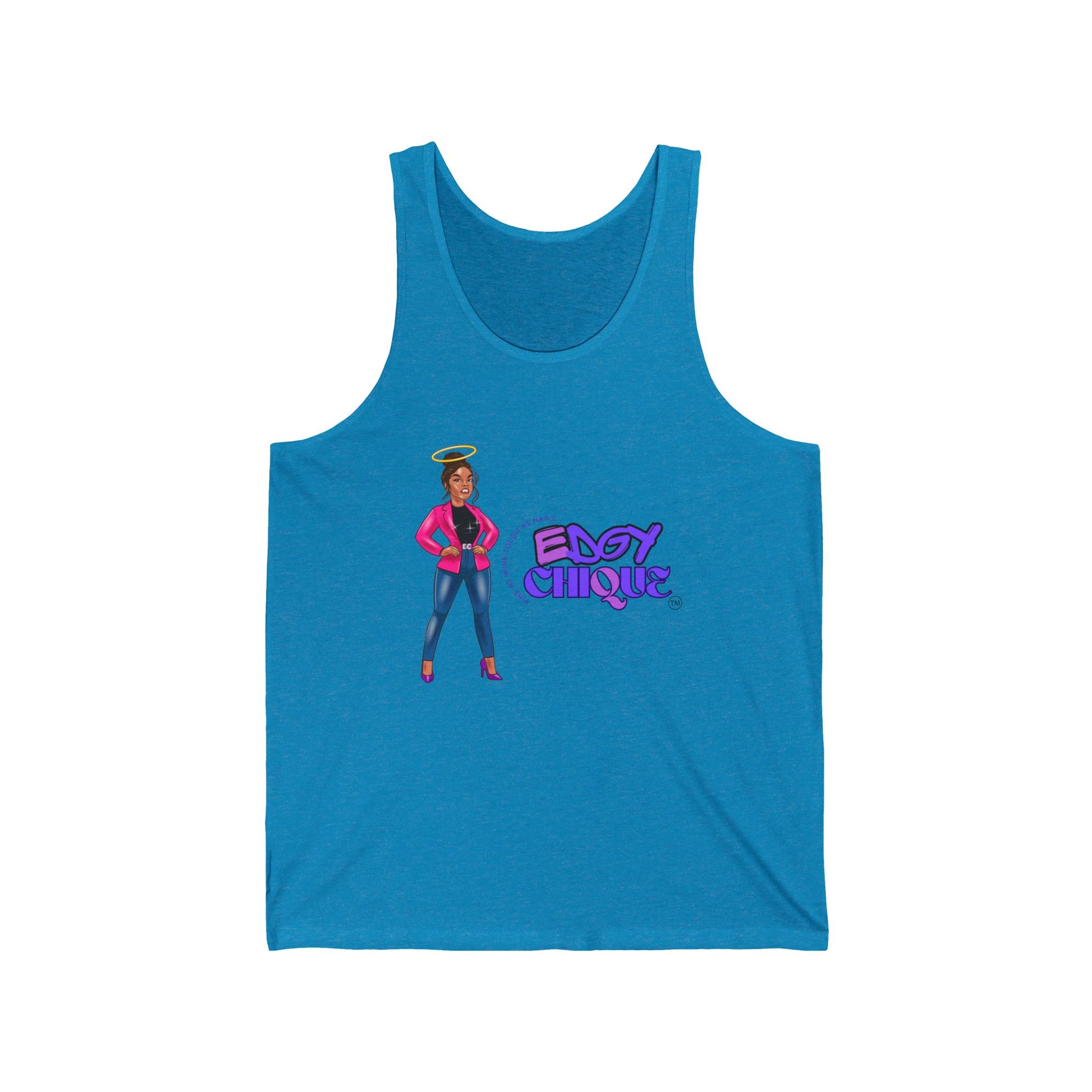 Edgy Chique Unisex Jersey Tank - Fun & Stylish Graphic Tank Top for Everyday Wear