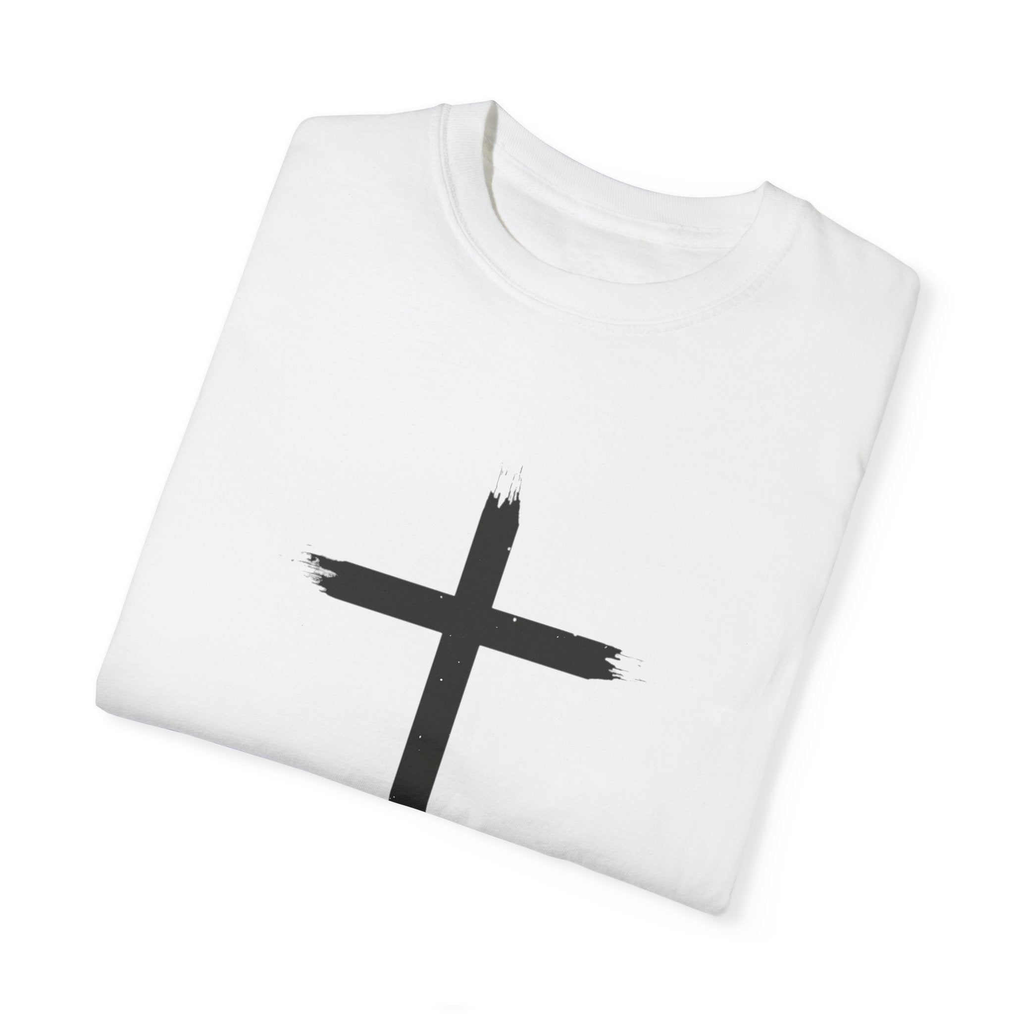 Collection of Unisex Garment-Dyed T-Shirt with Cross Design - Faith-Inspired Apparel in a gallery layout