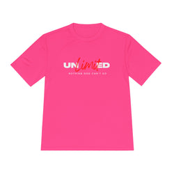 Collection of Unisex Moisture Wicking Tee - 'Unlimited' Inspirational Sportswear in a gallery layout