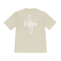 Collection of Unisex Moisture Wicking Tee - 'Get Back Up' Inspirational Christian Shirt in a gallery layout