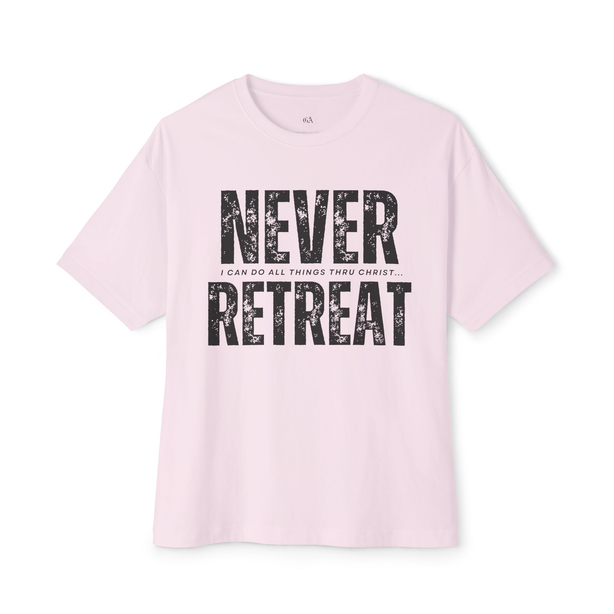 Collection of Motivational Oversized Tee - Never Retreat, Comfort Shirt, Casual Wear, Inspirational Gift, Unisex T-Shirt, Relaxed Fit in a gallery layout