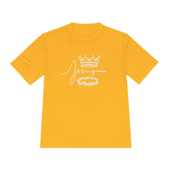 Collection of Faith-Inspired Unisex Moisture Wicking Tee - 'Jesus' Crown Design in a gallery layout