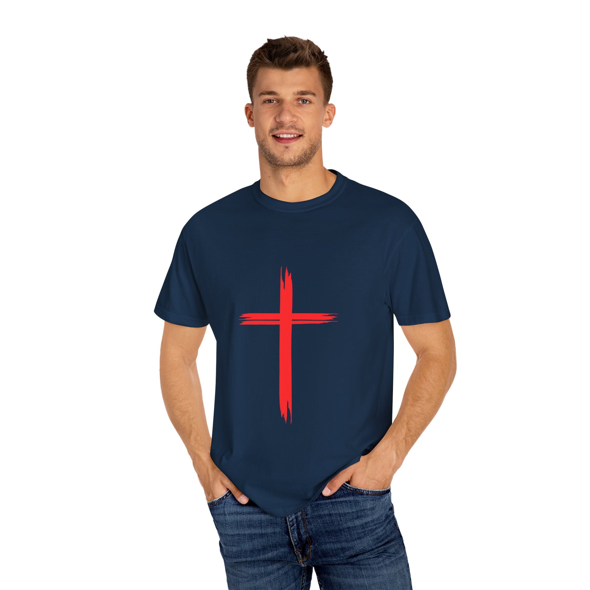Faith & Love Graphic T-Shirt - Unisex Garment-Dyed with Cross and 316 Heart Design