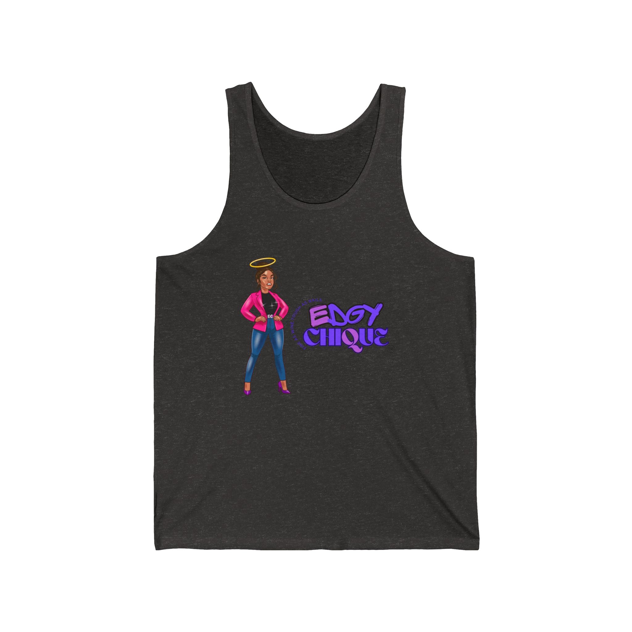 Collection of Edgy Chique Unisex Jersey Tank - Fun & Stylish Graphic Tank Top for Everyday Wear in a gallery layout