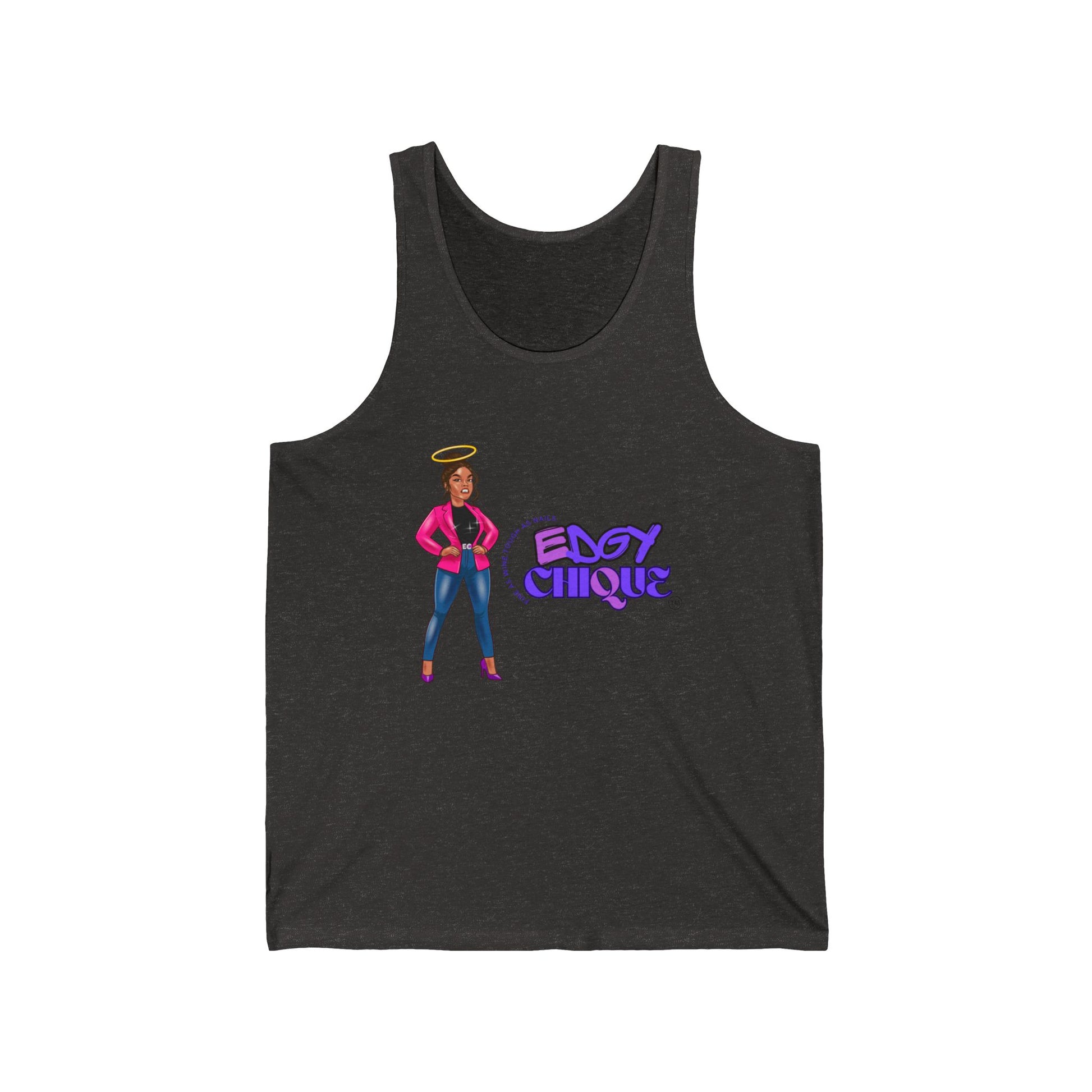 Edgy Chique Unisex Jersey Tank - Fun & Stylish Graphic Tank Top for Everyday Wear