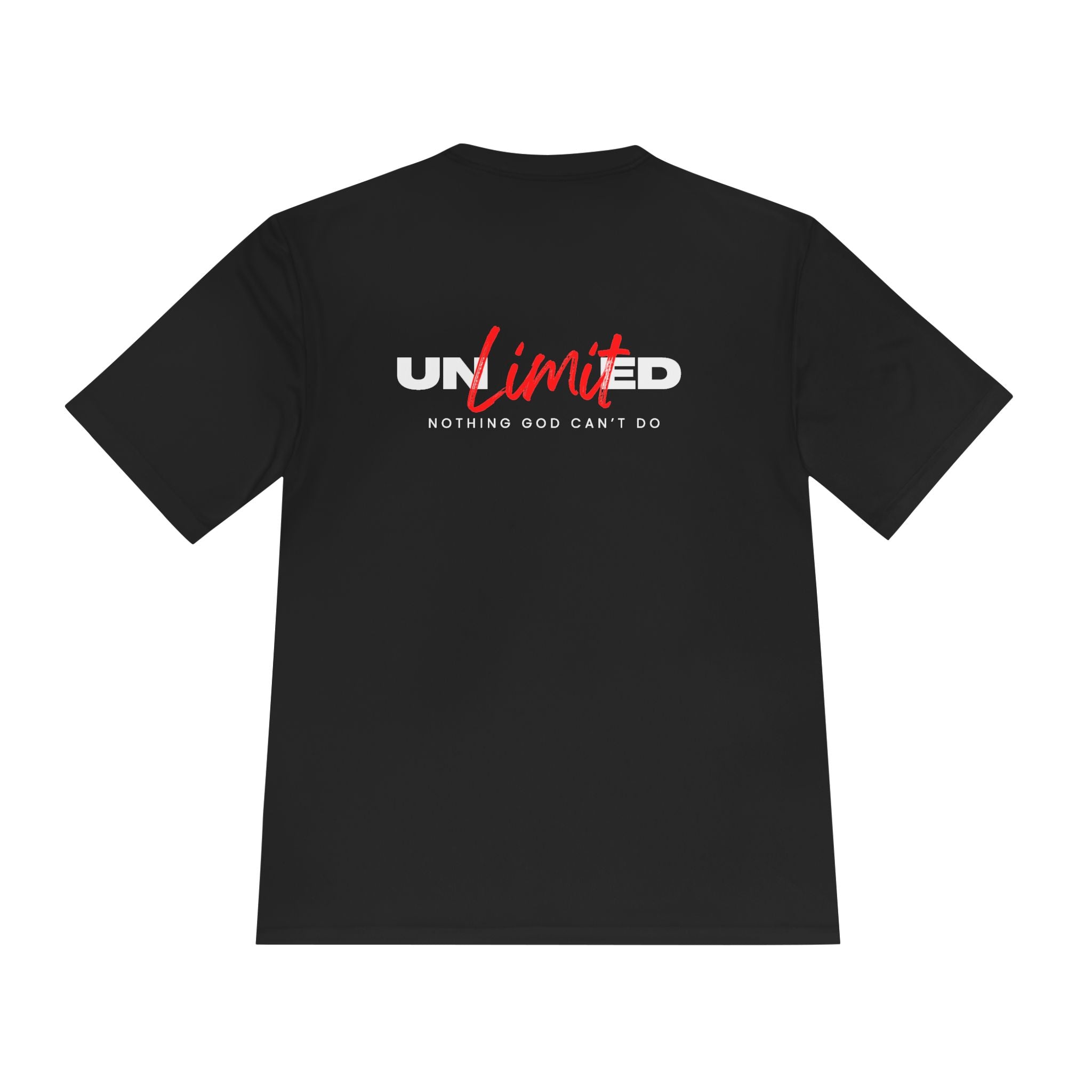 Collection of Unisex Moisture Wicking Tee - 'Unlimited' Inspirational Sportswear in a gallery layout