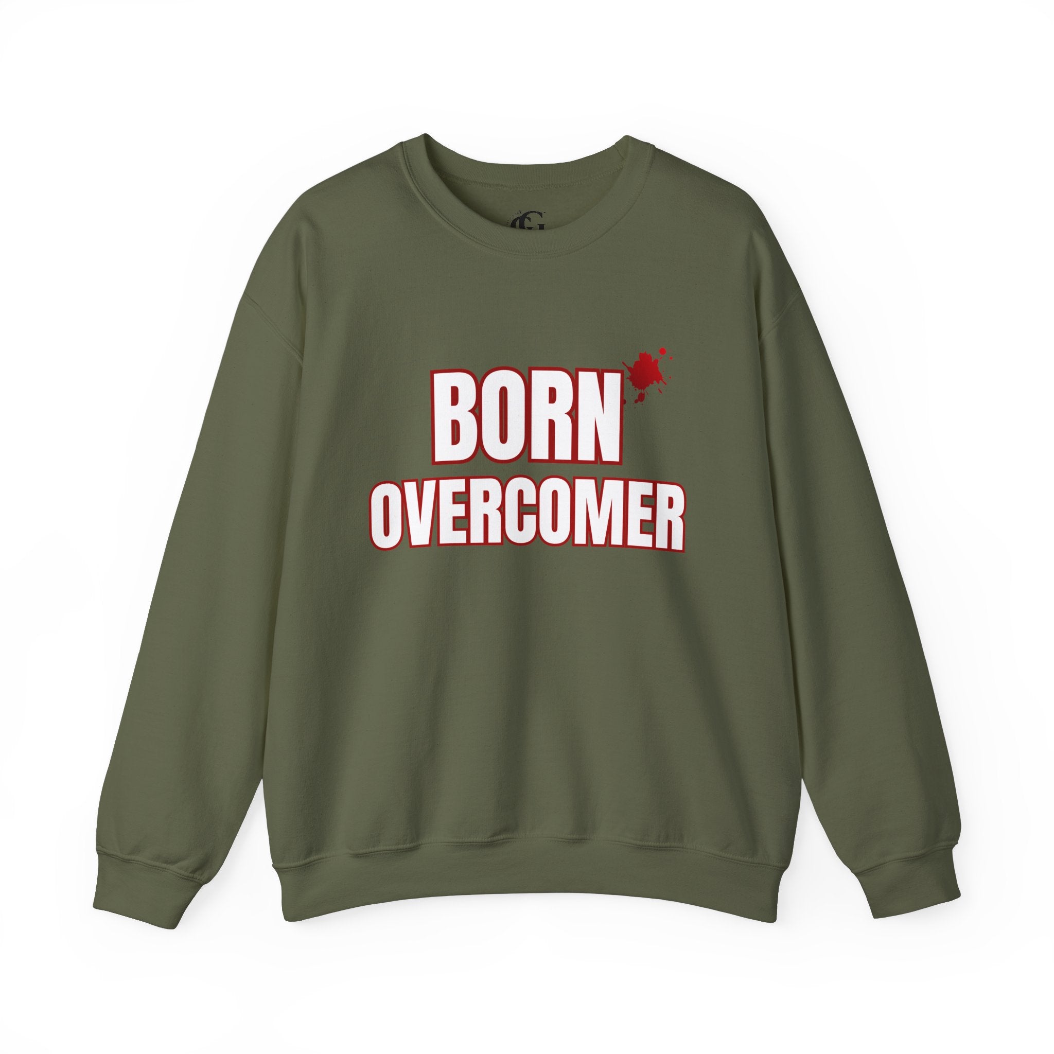 Collection of Born Overcomer Unisex Heavy Crewneck Sweatshirt - Motivational Casual Wear in a gallery layout