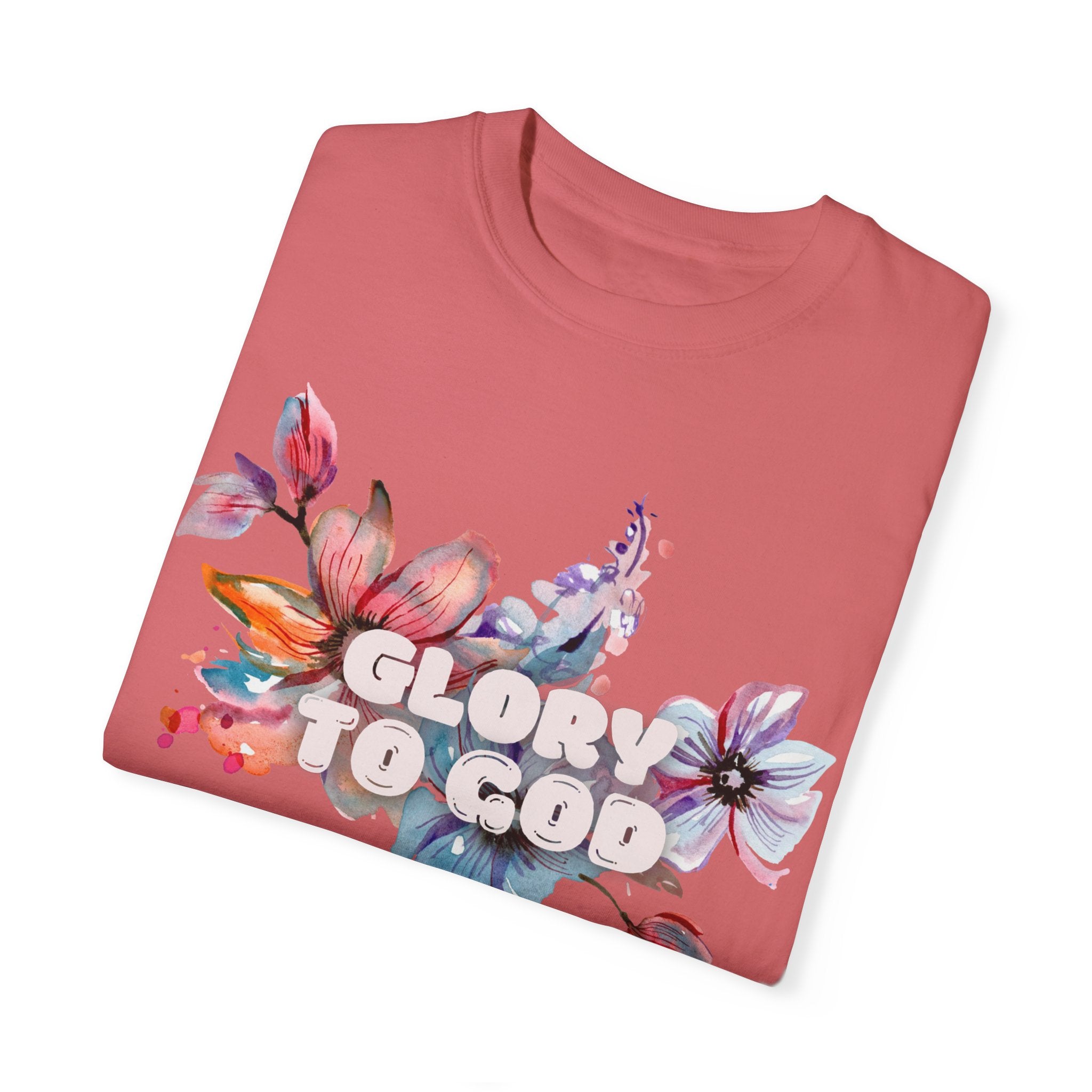 Collection of Glory to God Floral T-Shirt - Unisex Garment-Dyed Tee in a gallery layout