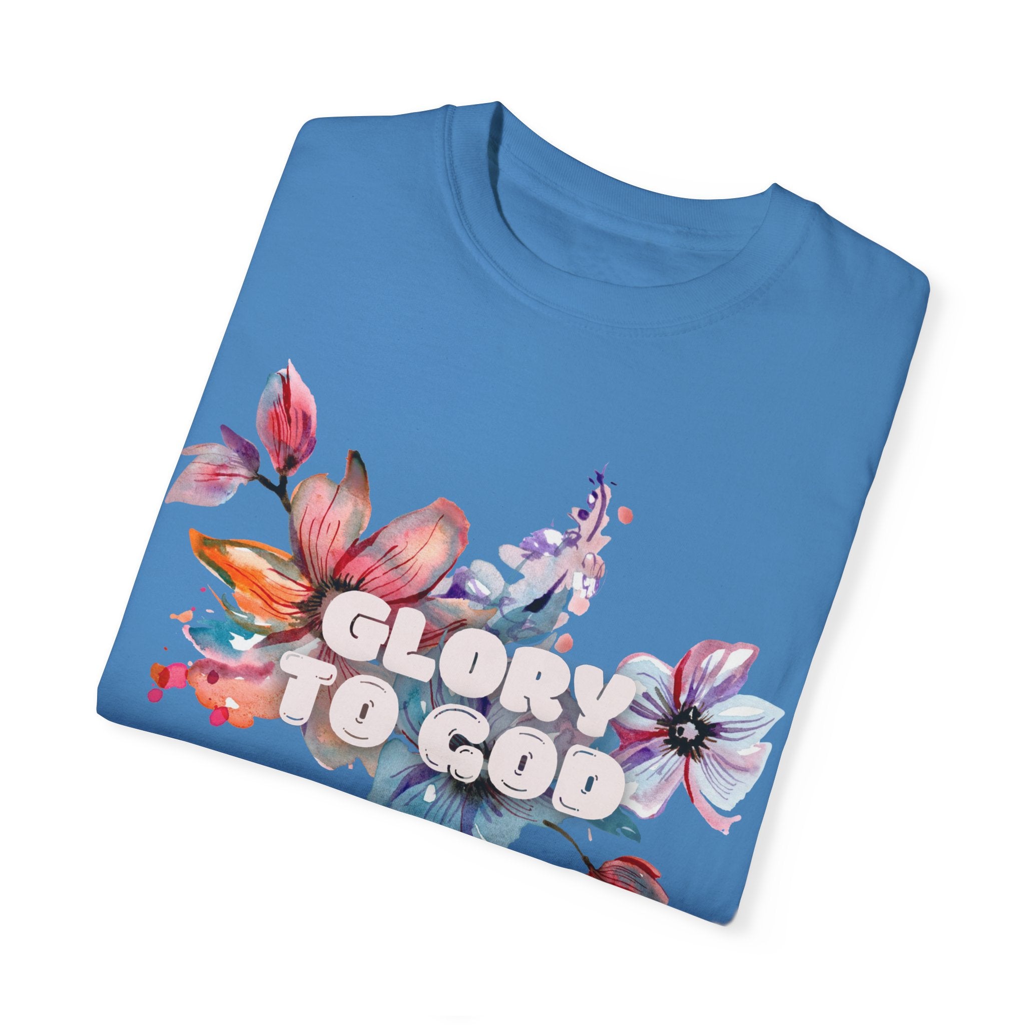 Collection of Glory to God Floral T-Shirt - Unisex Garment-Dyed Tee in a gallery layout