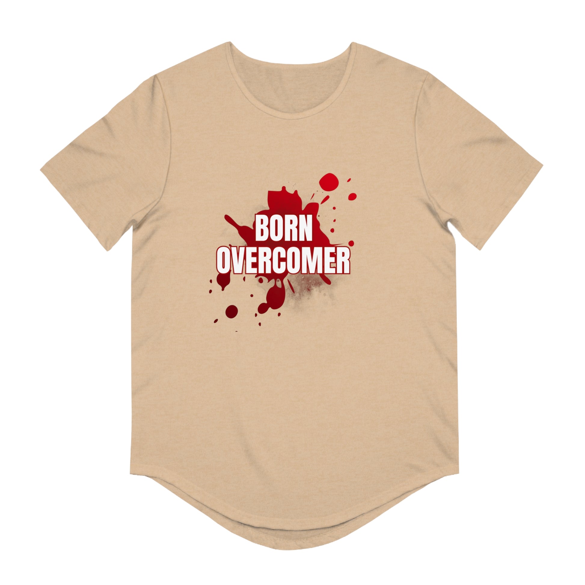Born Overcomer Men's Jersey Curved Hem Tee - Inspirational Graphic Tee