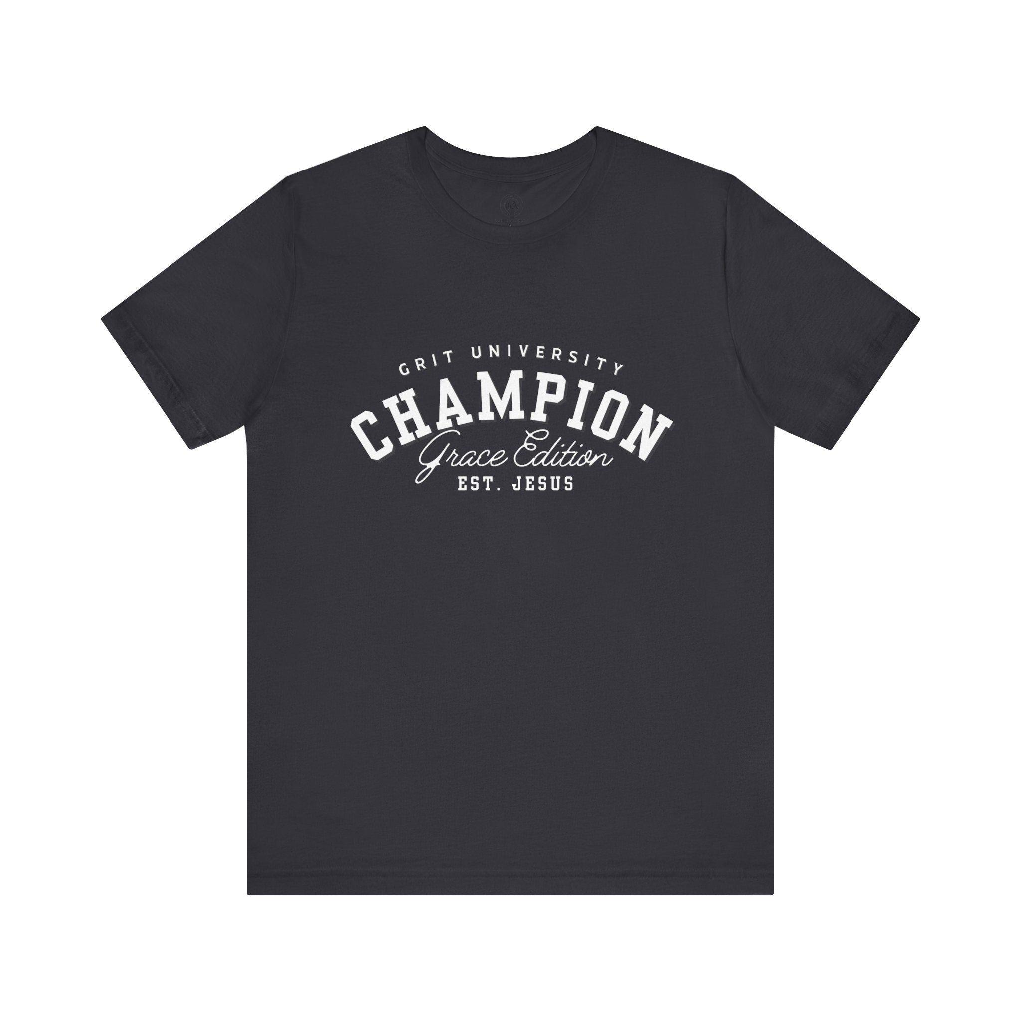 Collection of Champion Spirit Unisex Tee, Motivational T-Shirt for Everyday Wear, Ideal for College Students, Athletes, Gift for Graduates in a gallery layout