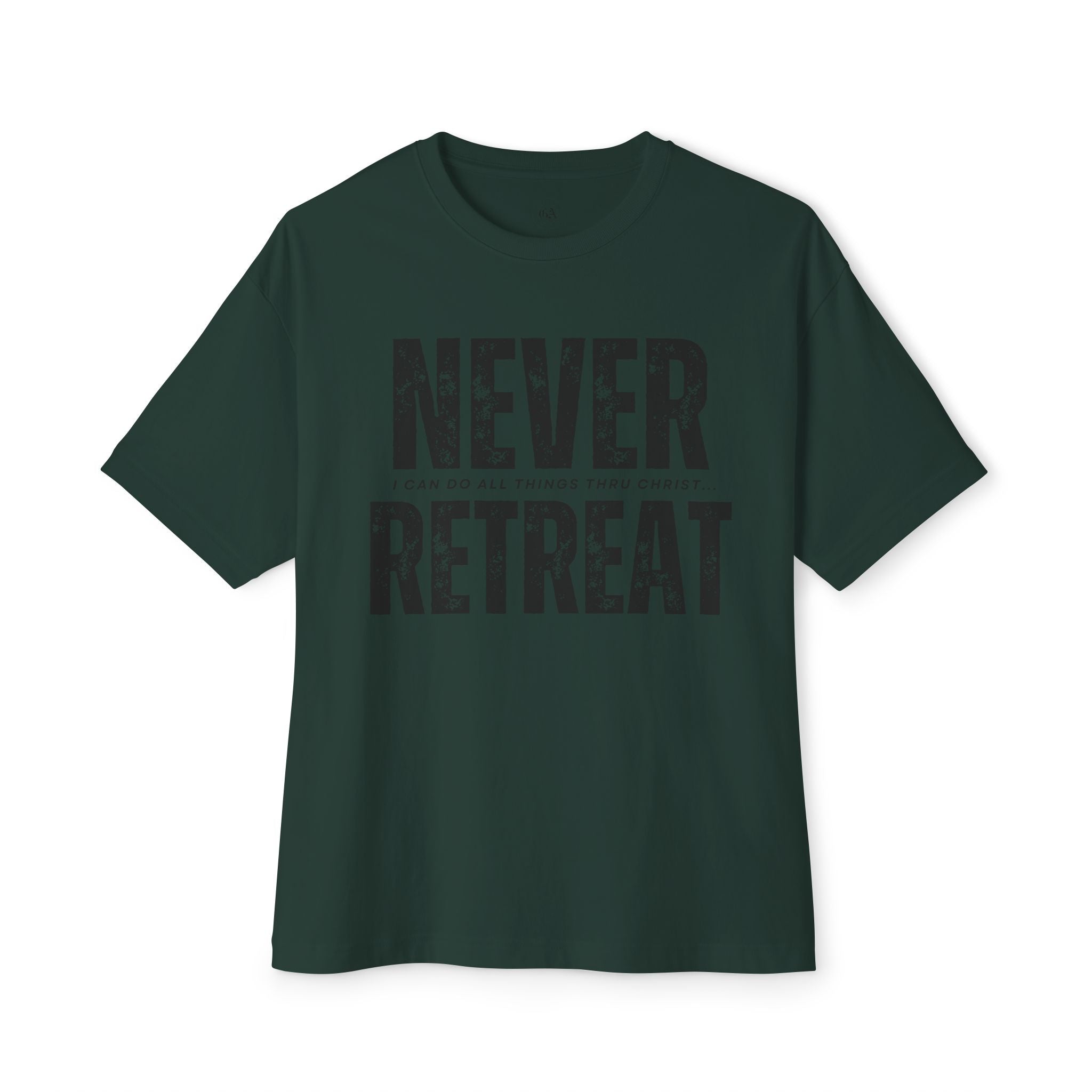 Collection of Motivational Oversized Tee - Never Retreat, Comfort Shirt, Casual Wear, Inspirational Gift, Unisex T-Shirt, Relaxed Fit in a gallery layout