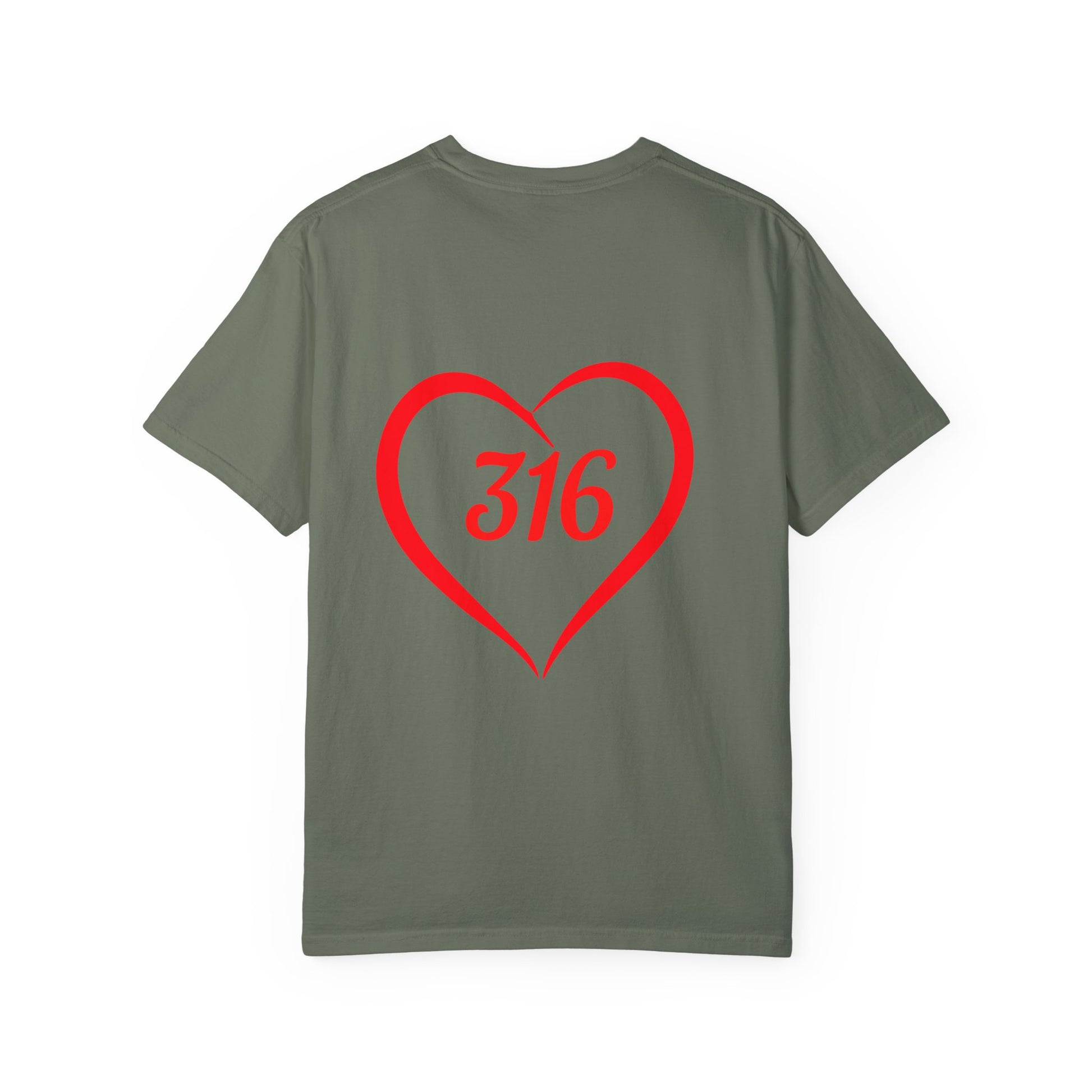 Faith & Love Graphic T-Shirt - Unisex Garment-Dyed with Cross and 316 Heart Design