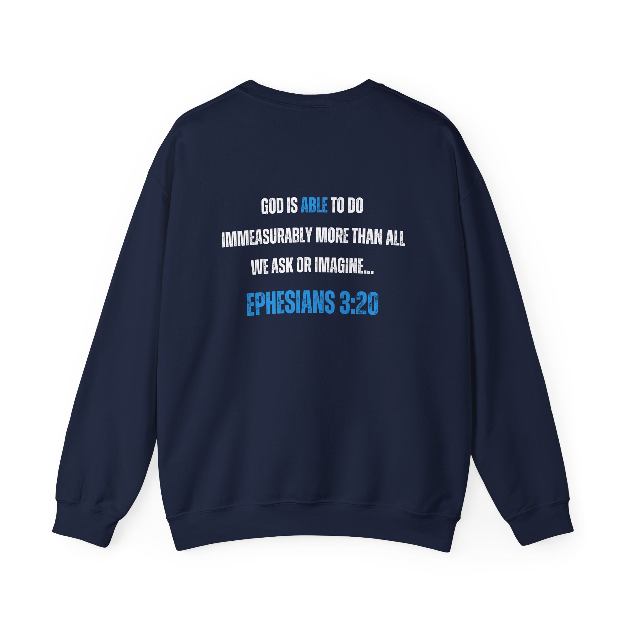Collection of God is Able Crewneck Sweatshirt | Ephesians 3:20 in a gallery layout