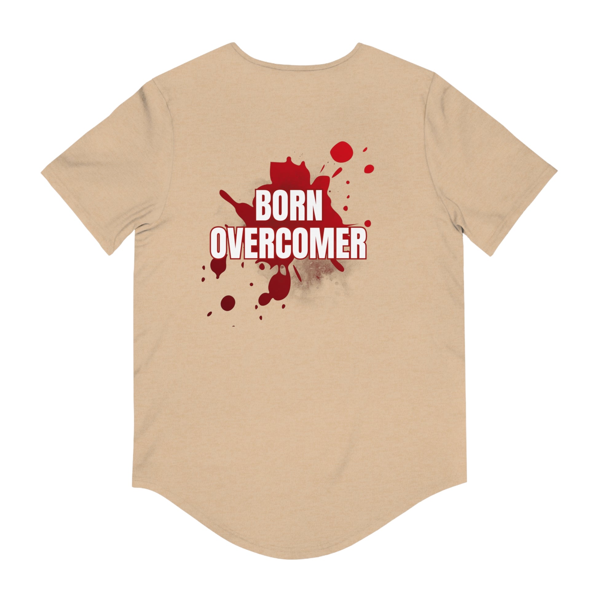 Born Overcomer Men's Jersey Curved Hem Tee - Inspirational Graphic Tee