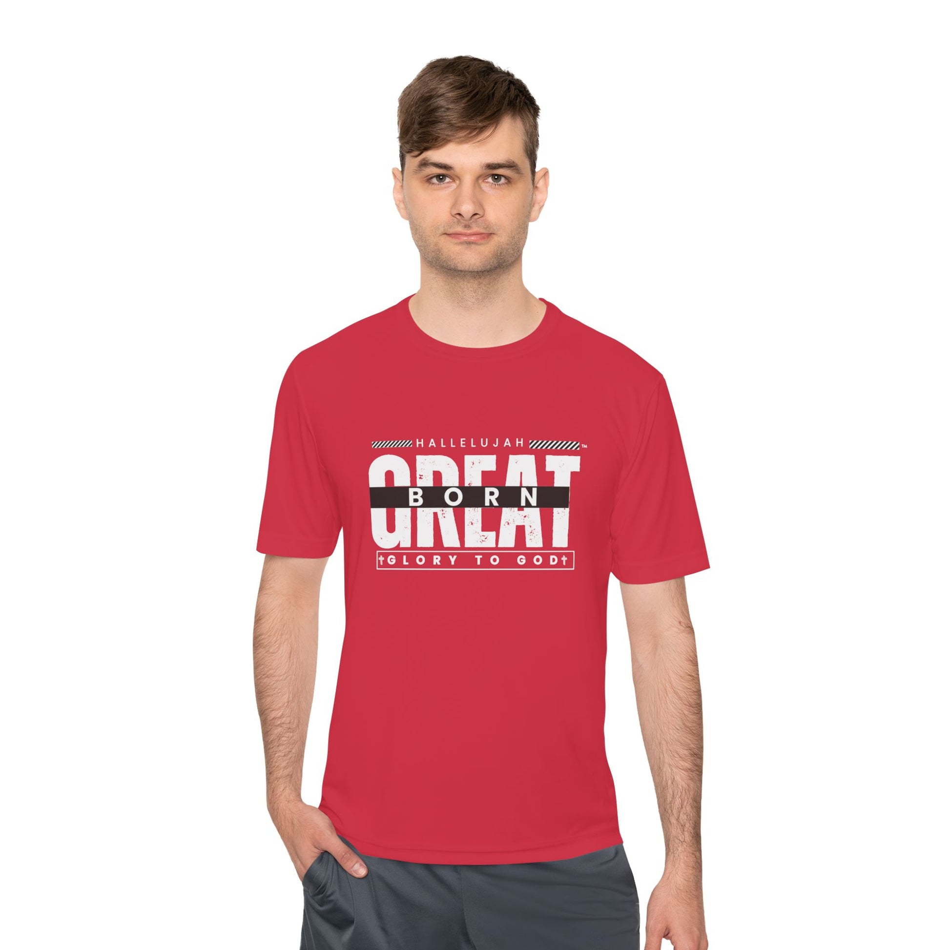 Inspirational Unisex Moisture Wicking Tee - 'Born Great' Design