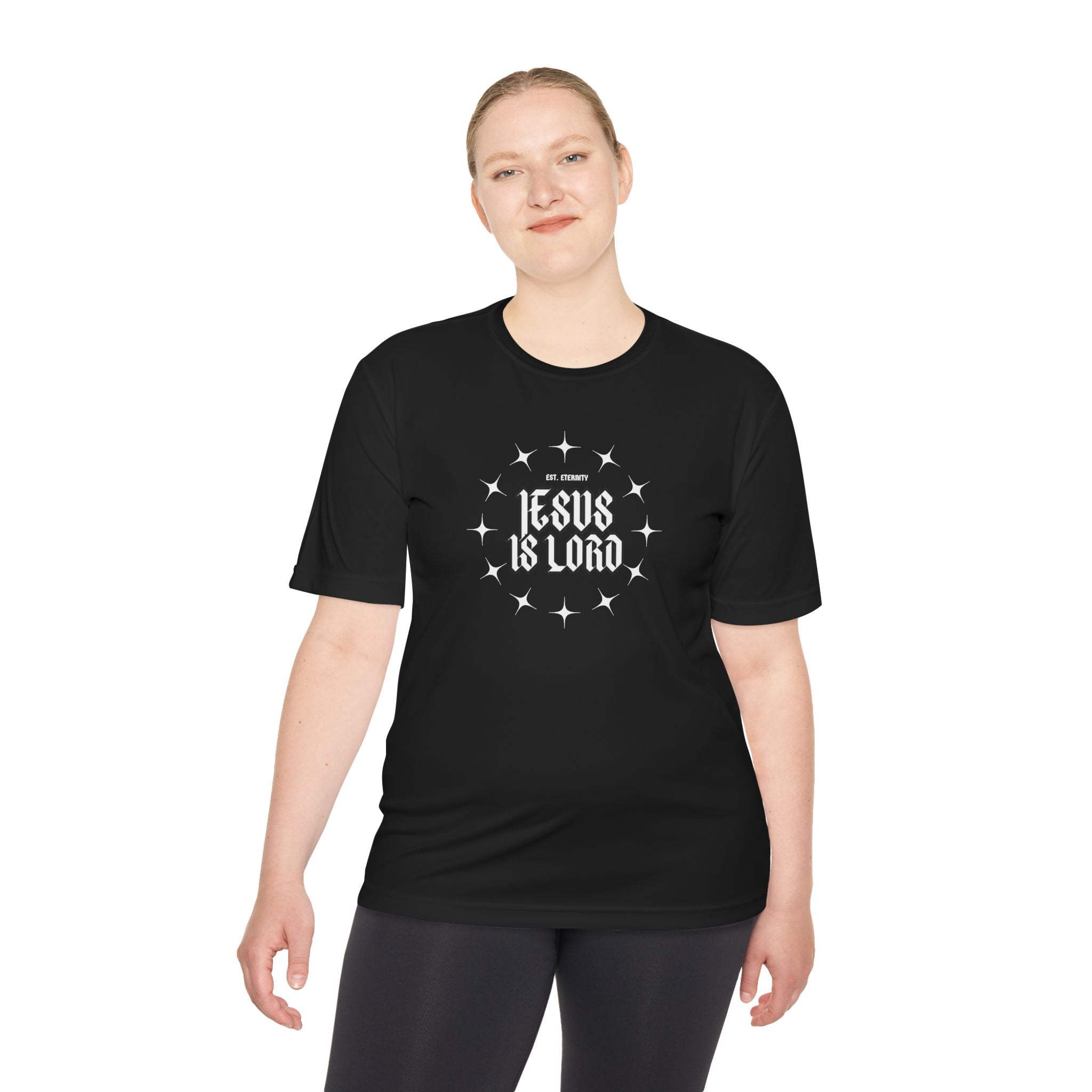 Collection of Unisex Moisture Wicking Tee - 'Jesus is Lord' Inspirational Activewear in a gallery layout