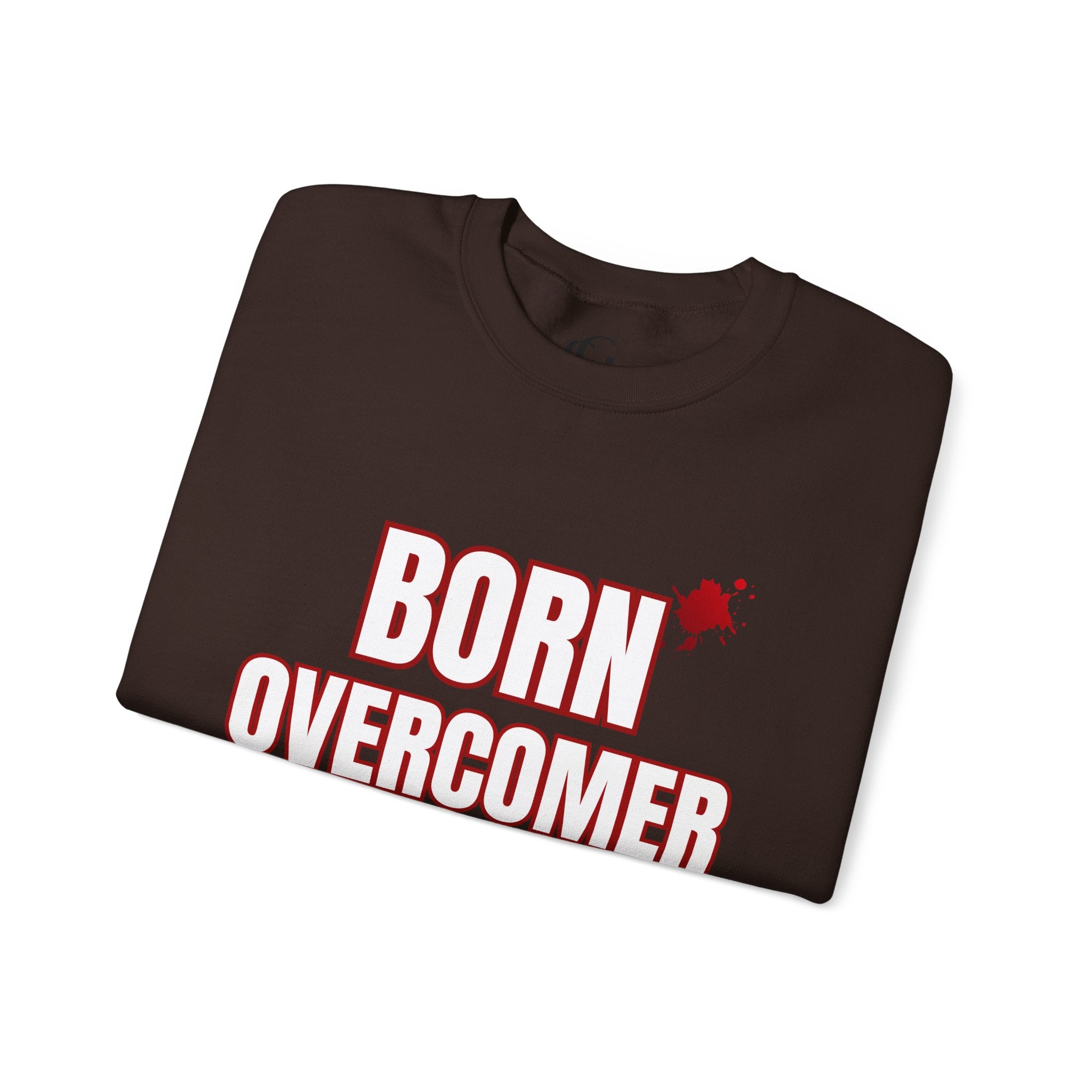 Collection of Born Overcomer Unisex Heavy Crewneck Sweatshirt - Motivational Casual Wear in a gallery layout