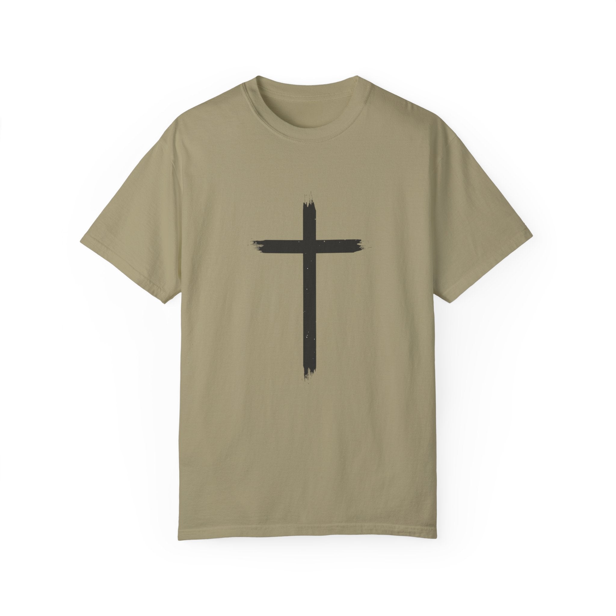 Collection of Unisex Garment-Dyed T-Shirt with Cross Design - Faith-Inspired Apparel in a gallery layout