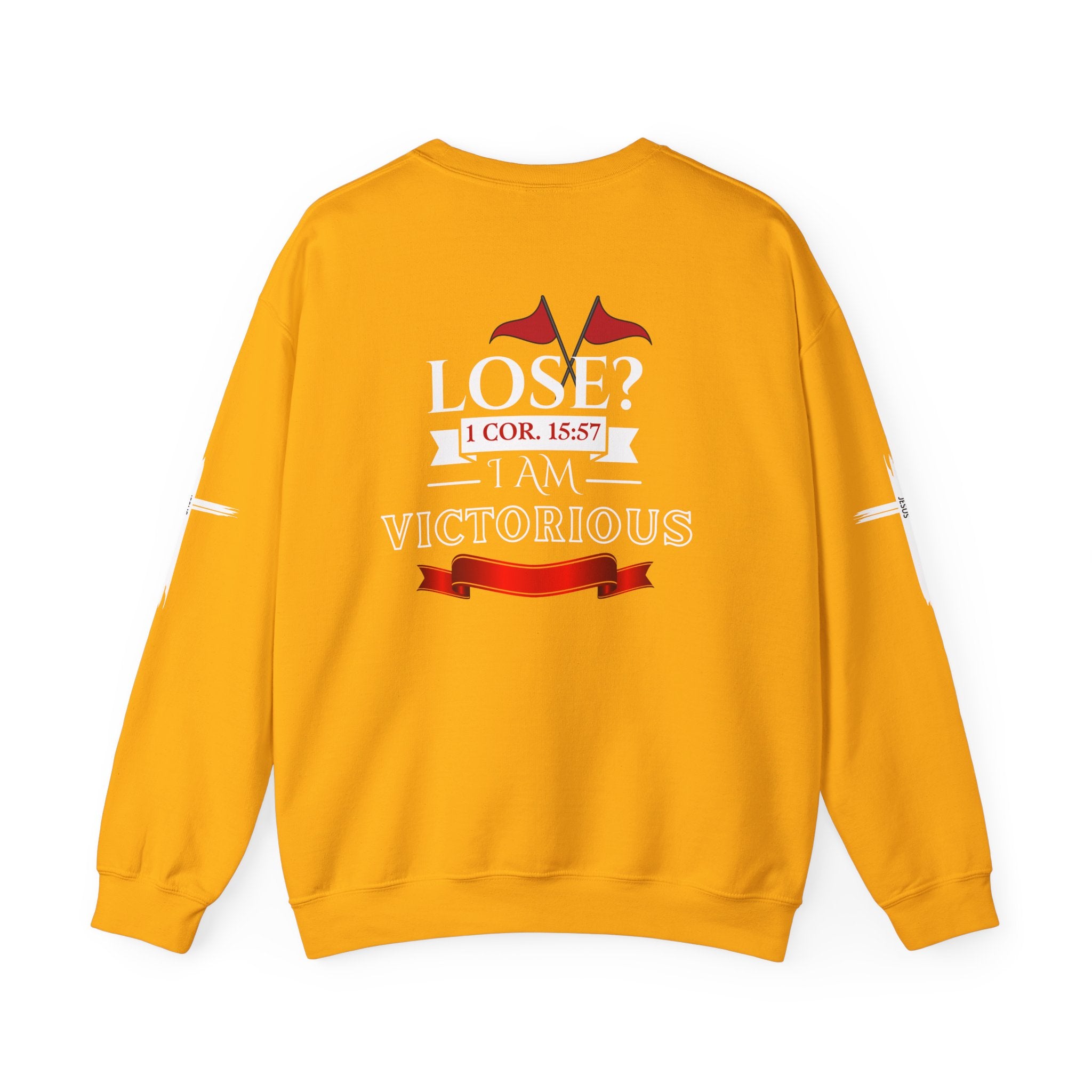 Collection of Inspirational Crewneck Sweatshirt - I AM VICTORIOUS 1 COR. 15:57 | Faith & Victory Apparel in a gallery layout