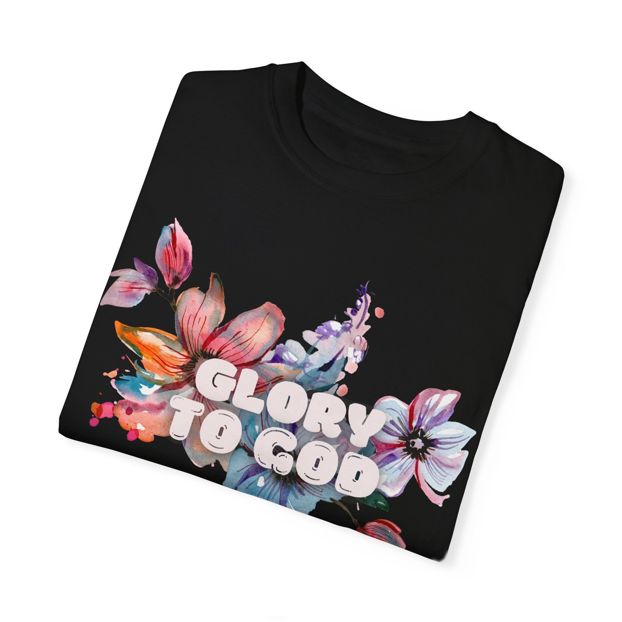 Collection of Glory to God Floral T-Shirt - Unisex Garment-Dyed Tee in a gallery layout