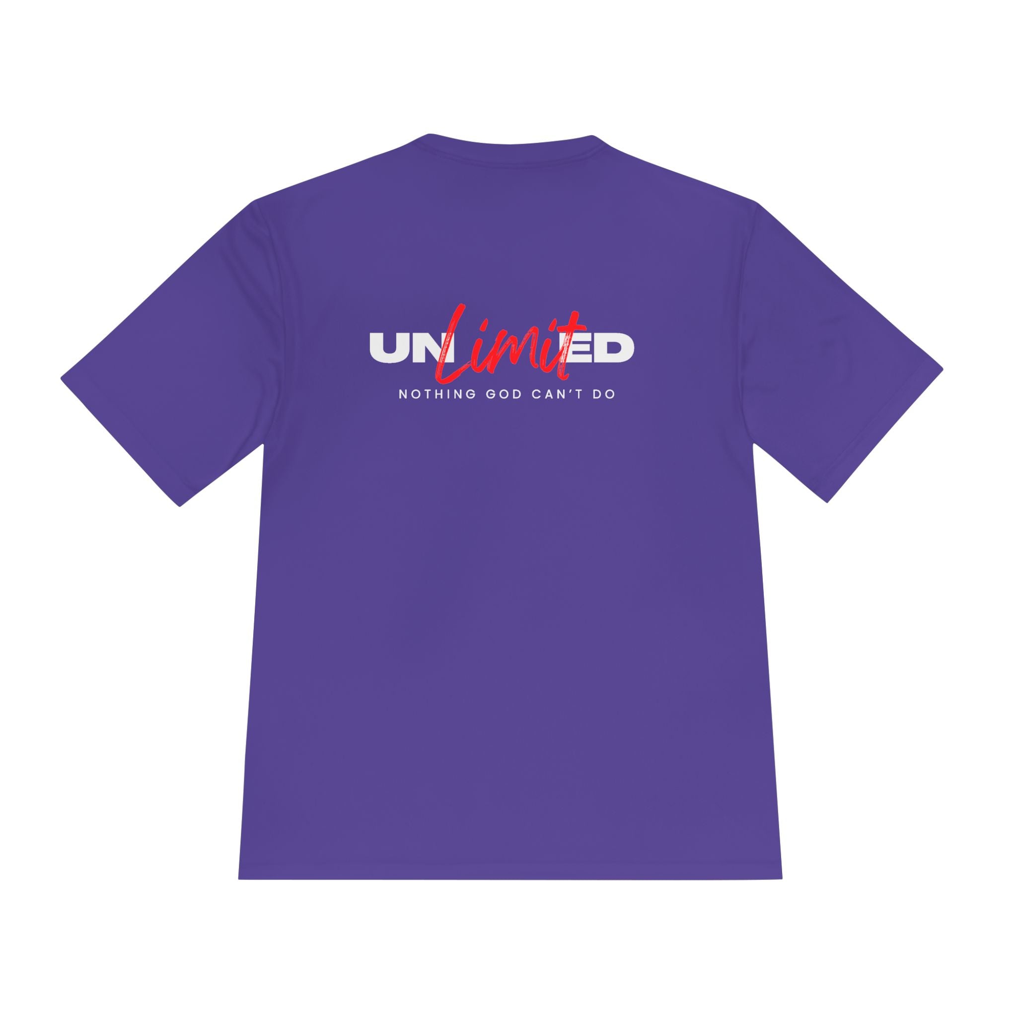Collection of Unisex Moisture Wicking Tee - 'Unlimited' Inspirational Sportswear in a gallery layout