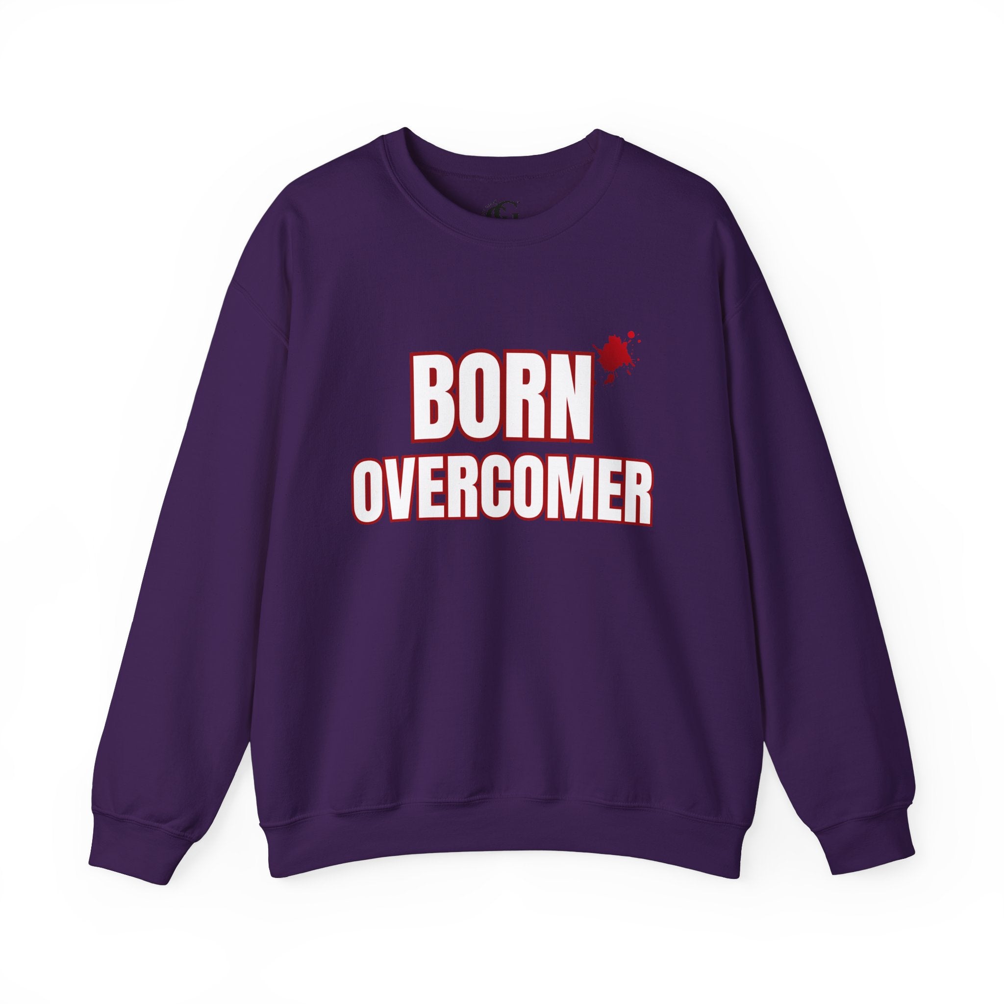 Collection of Born Overcomer Unisex Heavy Crewneck Sweatshirt - Motivational Casual Wear in a gallery layout