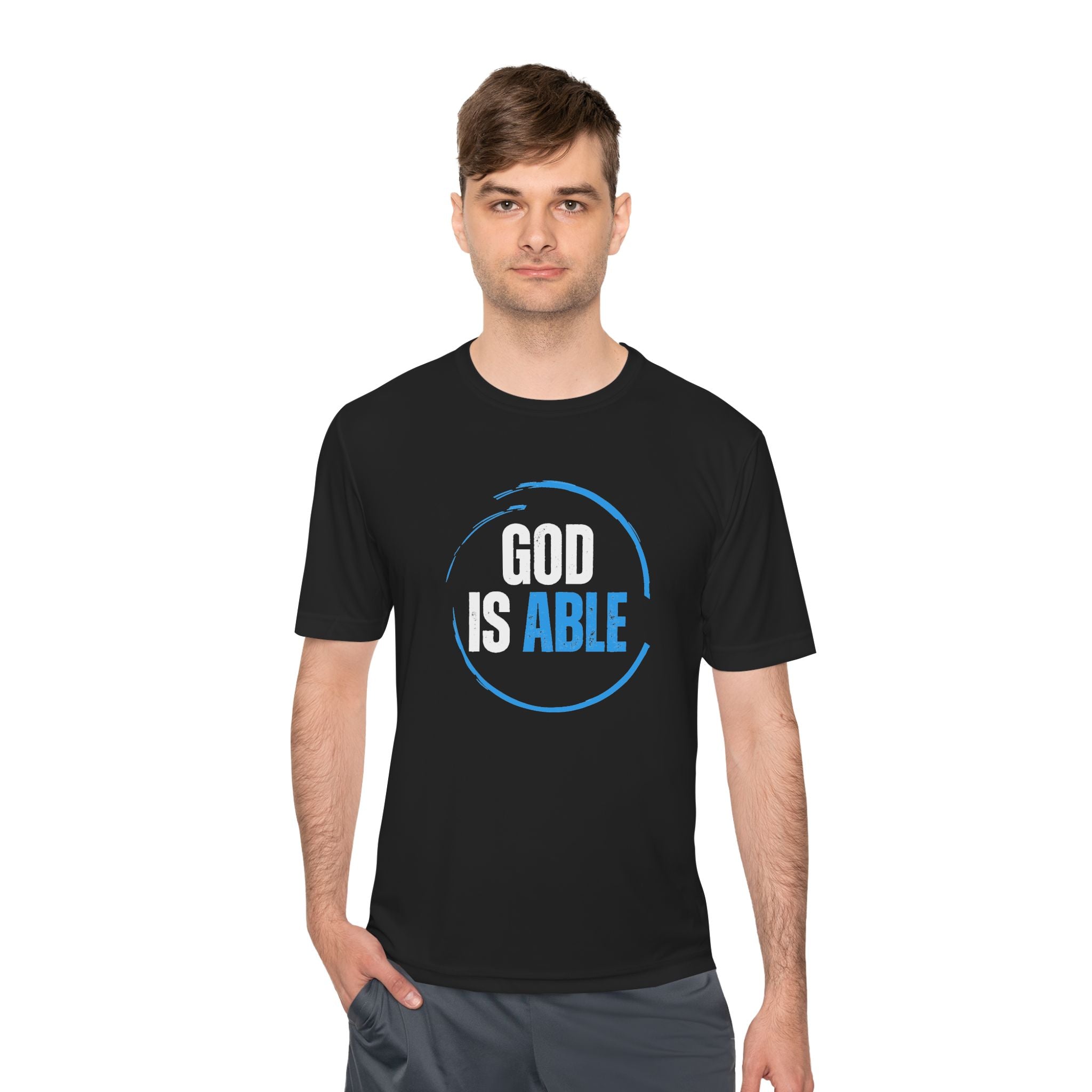 Collection of "God is Able" Unisex Moisture Wicking Tee in a gallery layout