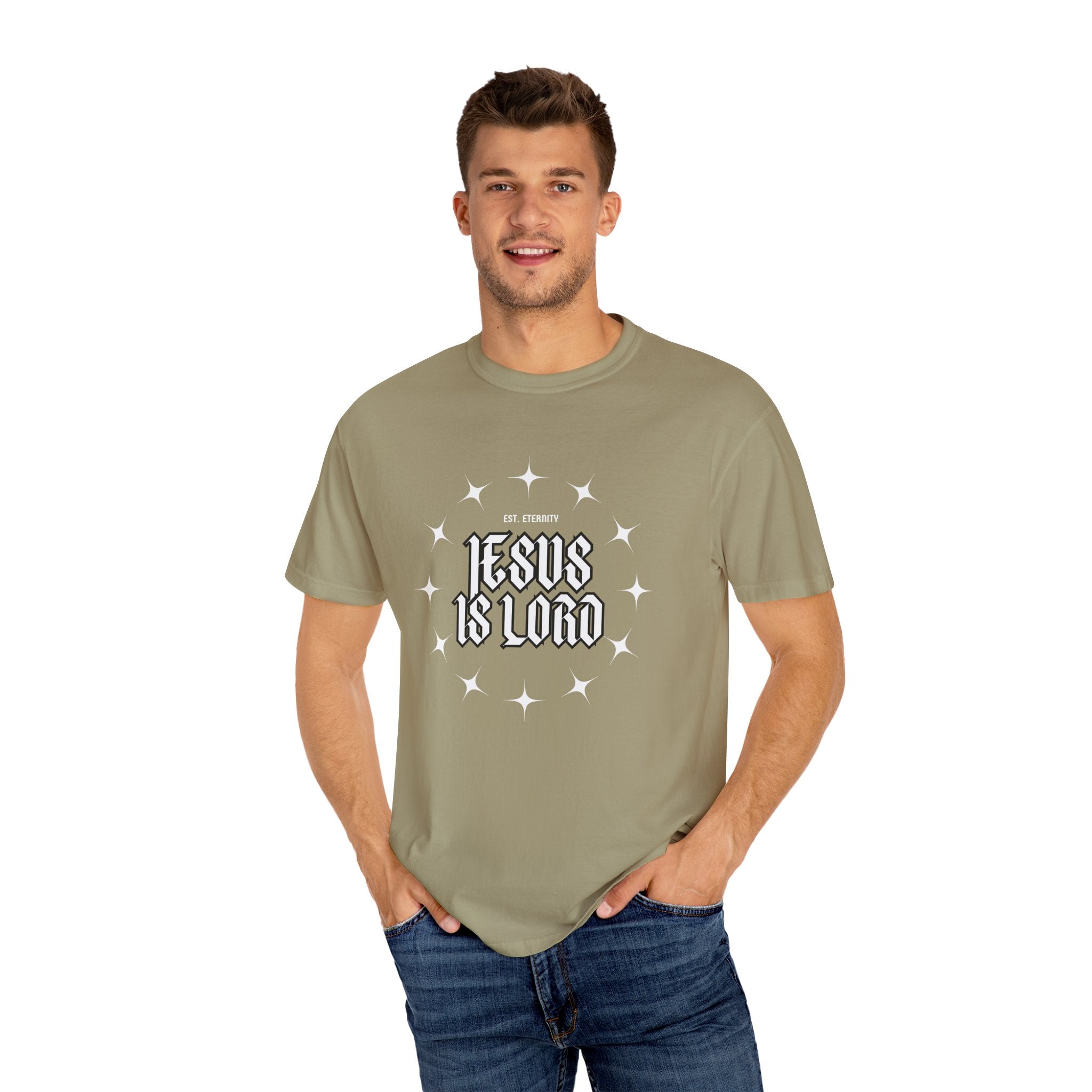 Collection of Jesus Is Lord Unisex Garment-Dyed T-Shirt - Faith-Inspired Apparel in a gallery layout