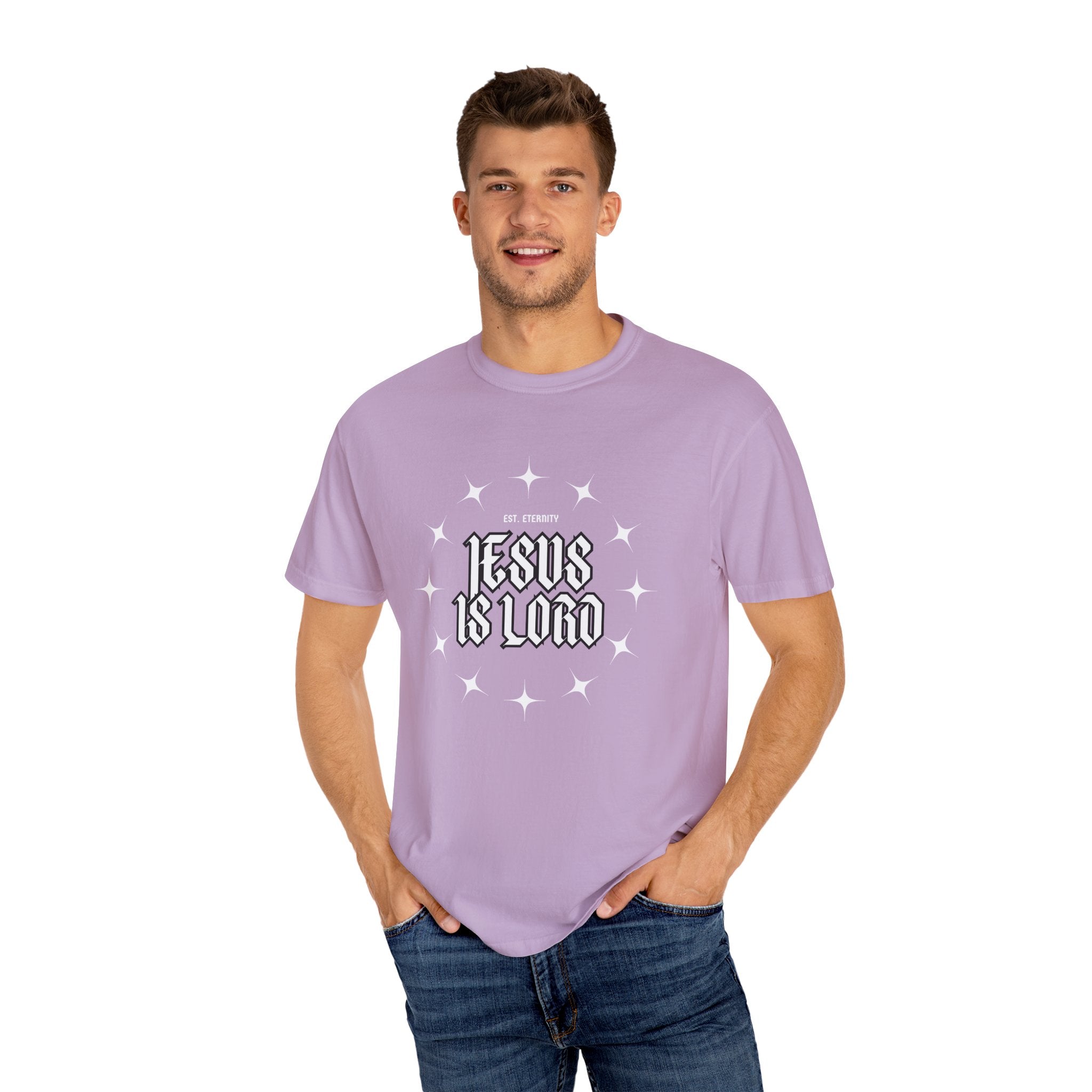 Collection of Jesus Is Lord Unisex Garment-Dyed T-Shirt - Faith-Inspired Apparel in a gallery layout