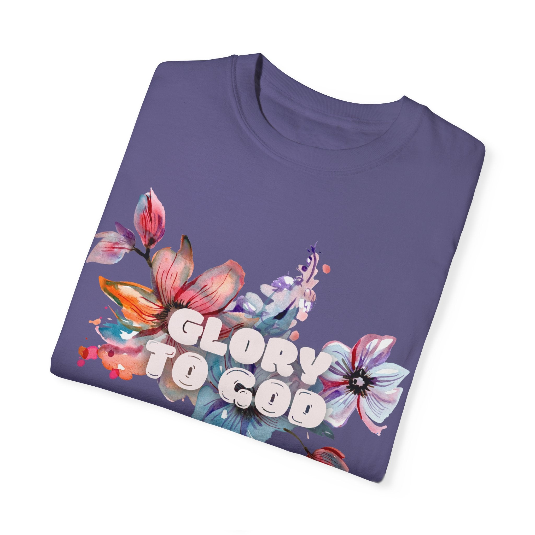 Collection of Glory to God Floral T-Shirt - Unisex Garment-Dyed Tee in a gallery layout