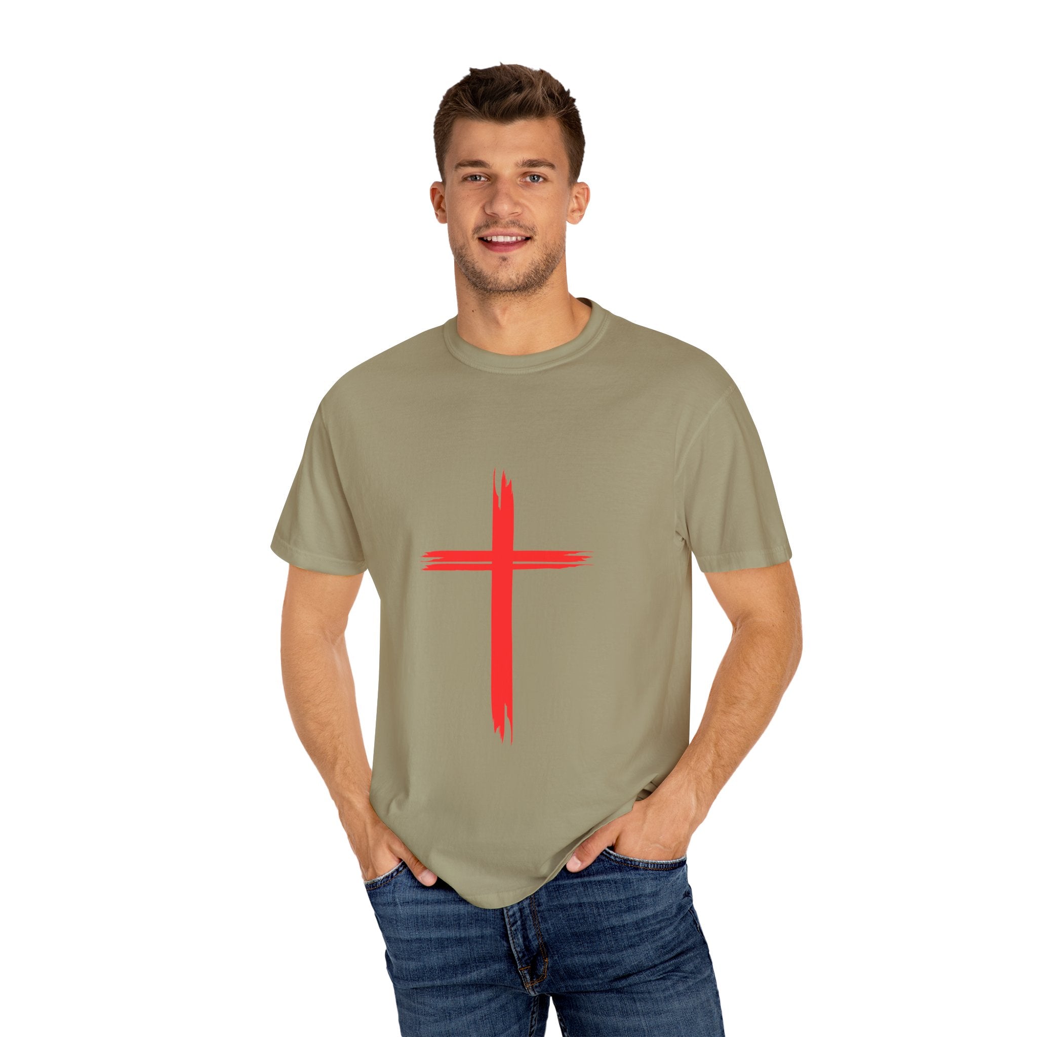 Collection of Faith & Love Graphic T-Shirt - Unisex Garment-Dyed with Cross and 316 Heart Design in a gallery layout