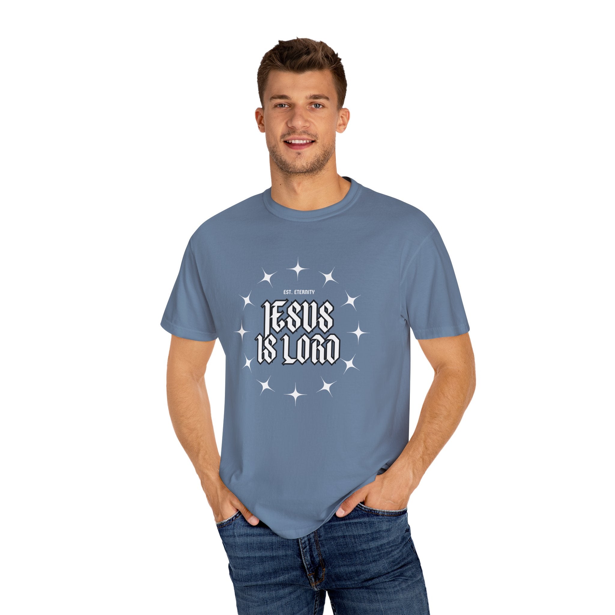 Collection of Jesus Is Lord Unisex Garment-Dyed T-Shirt - Faith-Inspired Apparel in a gallery layout