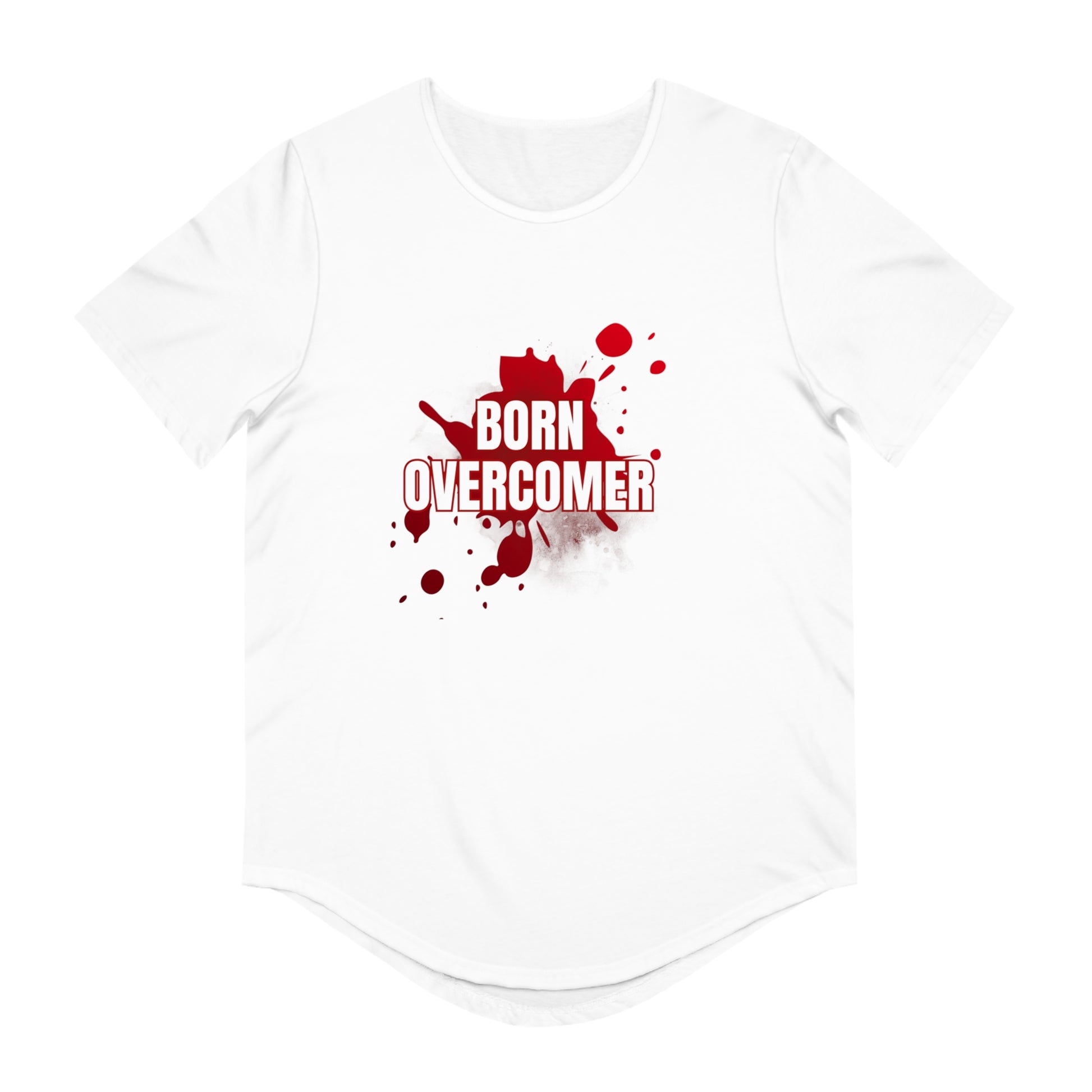 Born Overcomer Men's Jersey Curved Hem Tee - Inspirational Graphic Tee