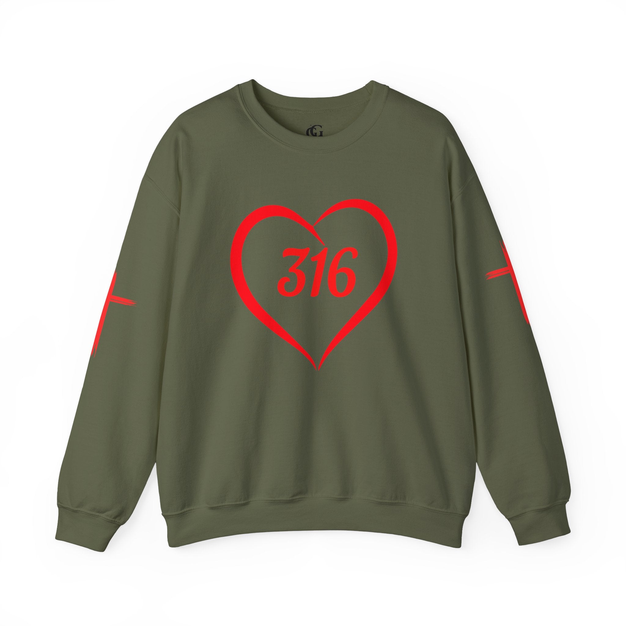 Collection of 316 Heart Graphic Unisex Crewneck Sweatshirt - Cozy Casual Love in a gallery layout