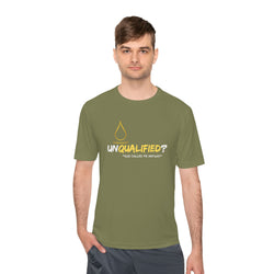 Collection of Unisex Moisture Wicking Tee - 'UNQUALIFIED?' Performance Shirt for Athletes in a gallery layout