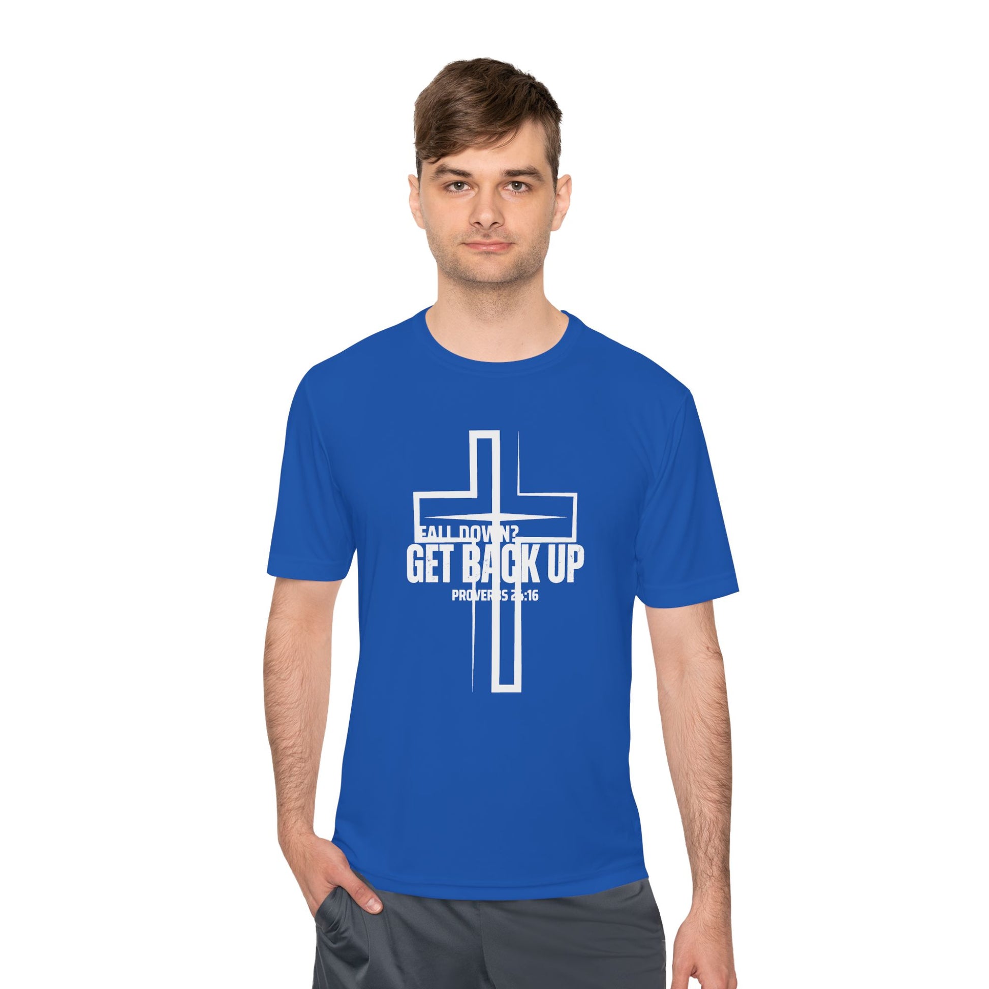 Unisex Moisture Wicking Tee - 'Get Back Up' Inspirational Christian Shirt