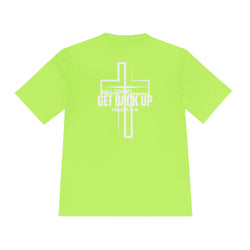 Collection of Unisex Moisture Wicking Tee - 'Get Back Up' Inspirational Christian Shirt in a gallery layout